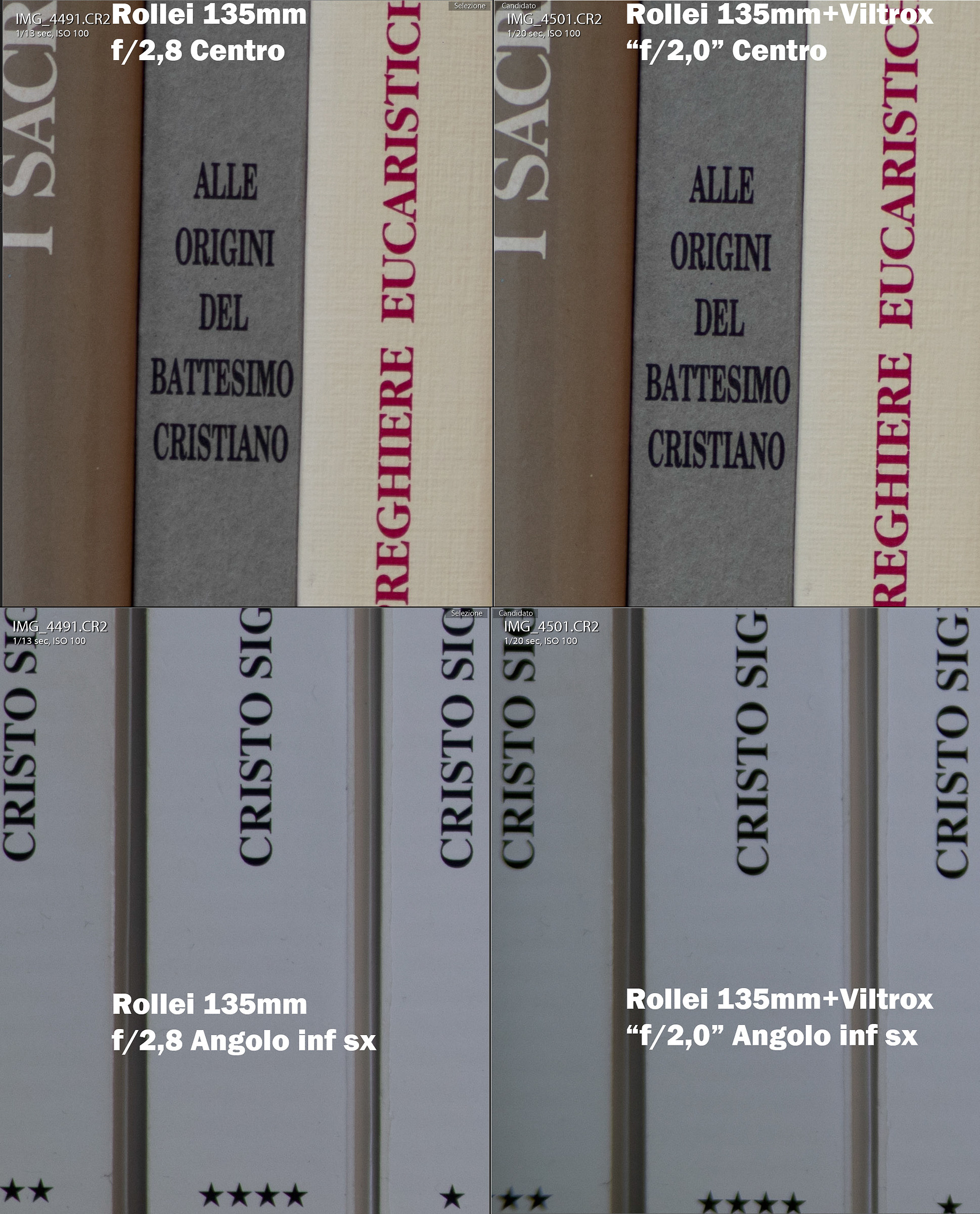 Rolleinar-MC 135mm f/2,8 con e senza Viltrox ef-eos M2