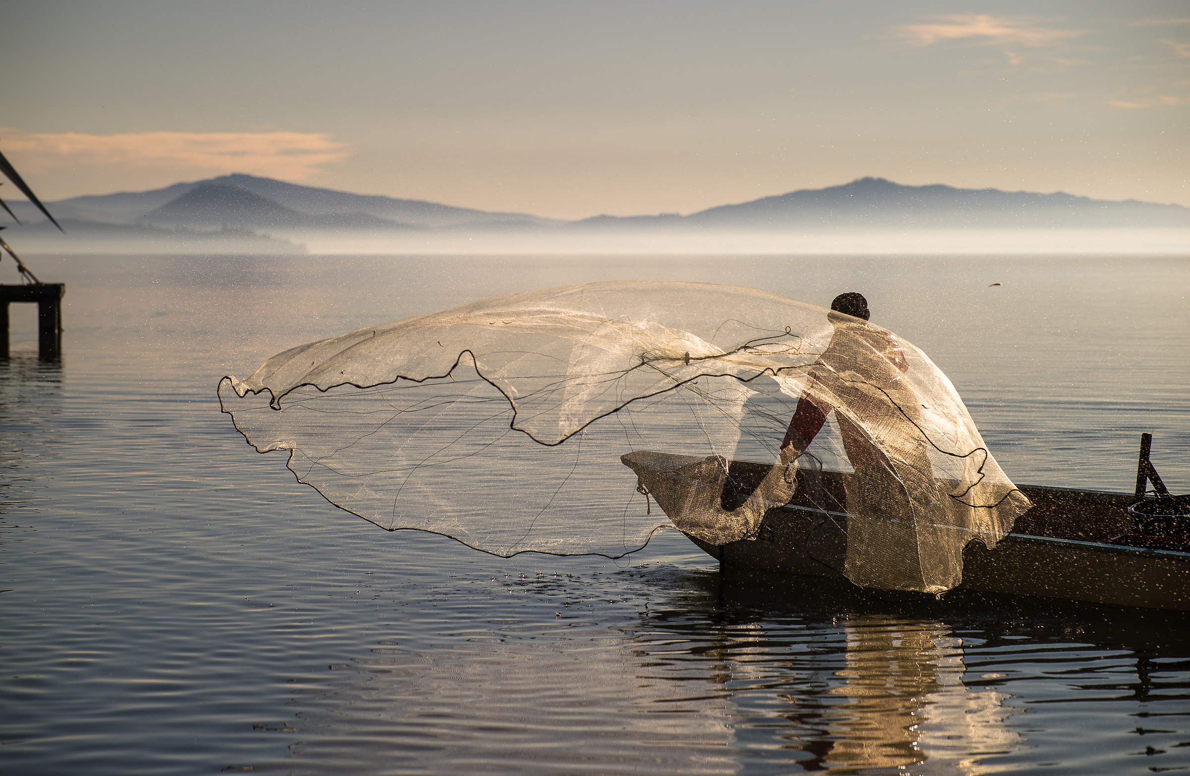 Strong fishing, Fisher pulls...