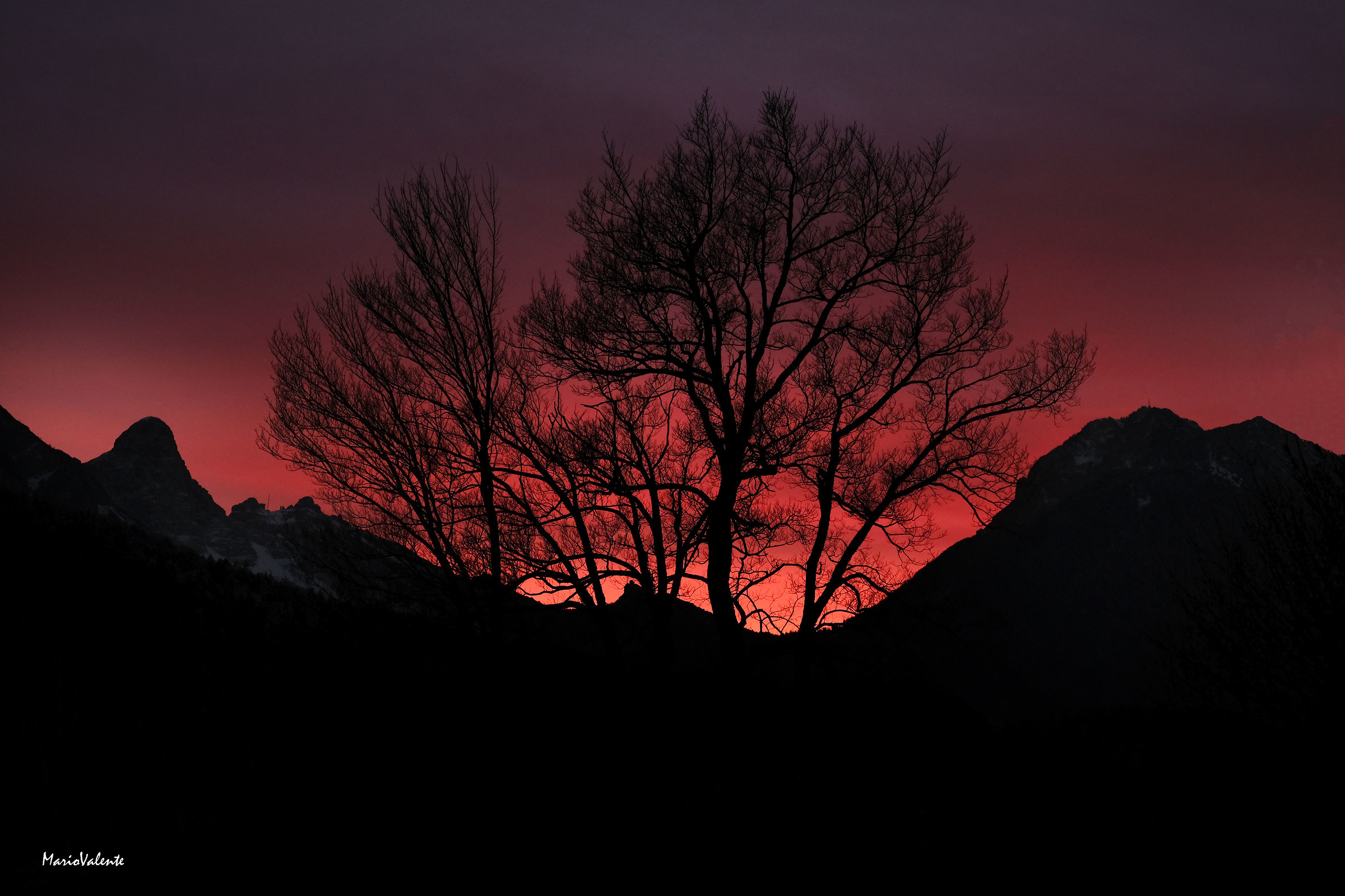 Tramonto invernale sulle Dolomiti