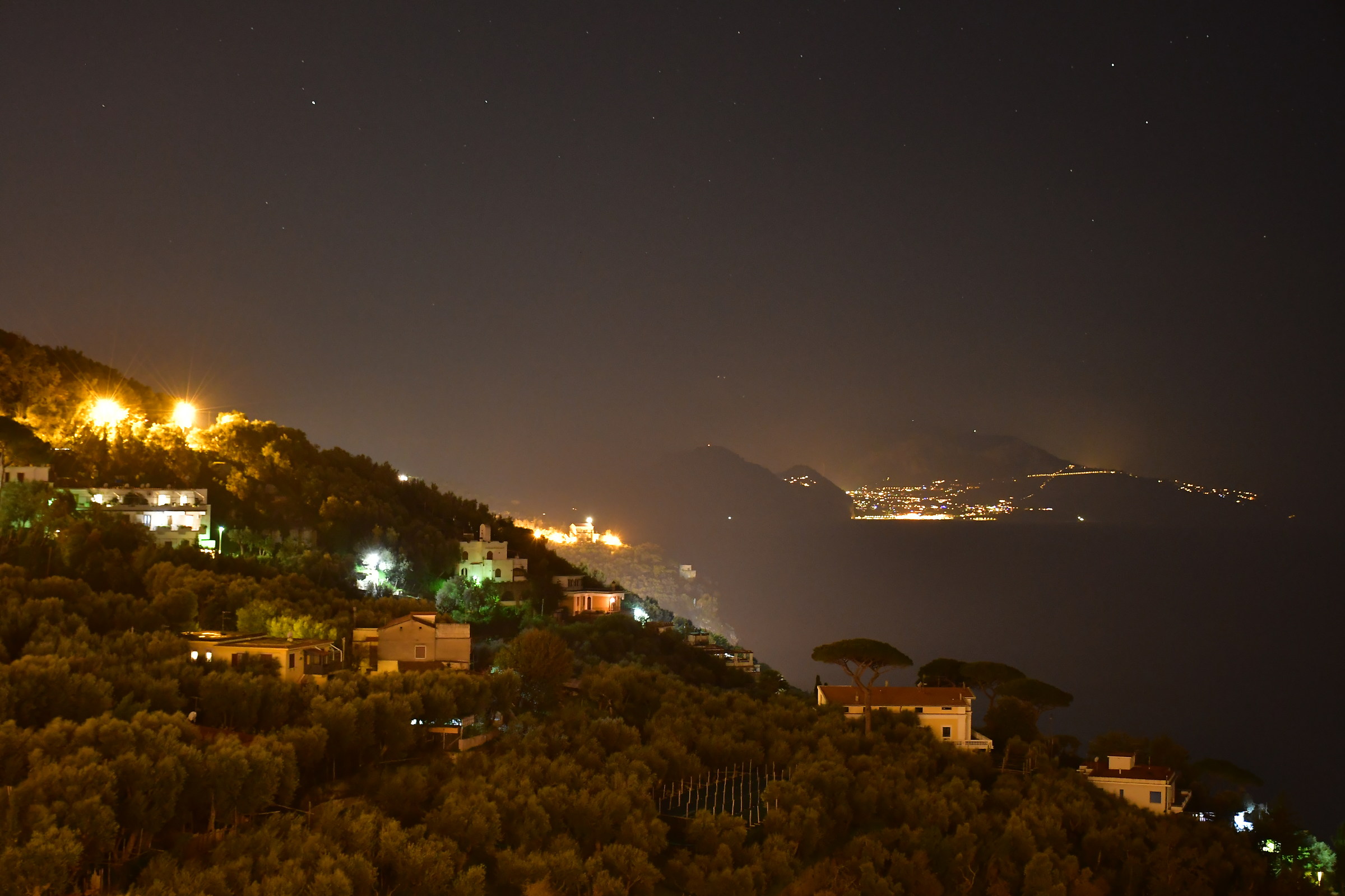 Island of Capri view of the night from Massa Lubrense
