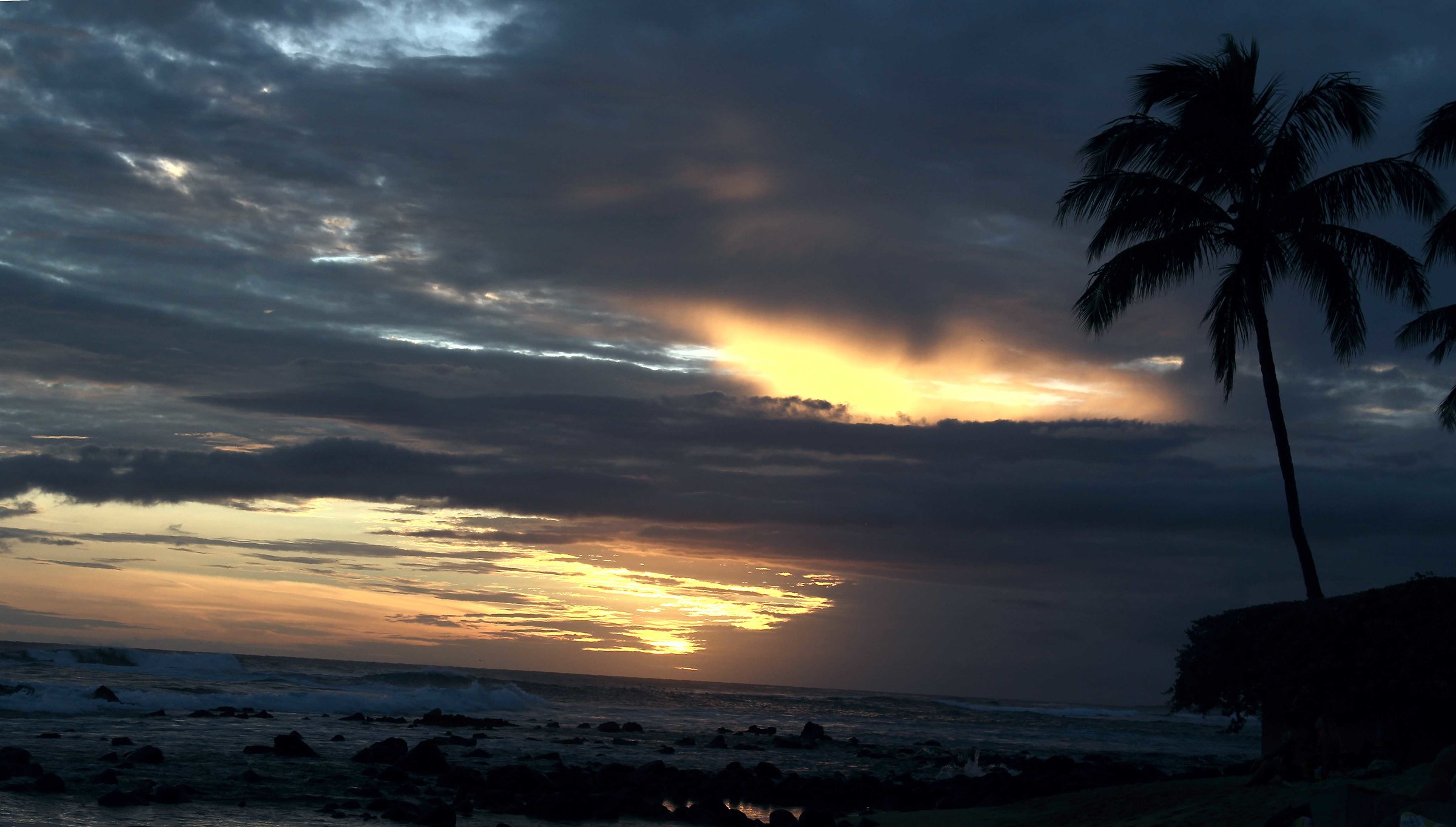 Tramonto della spiaggia di Hawai