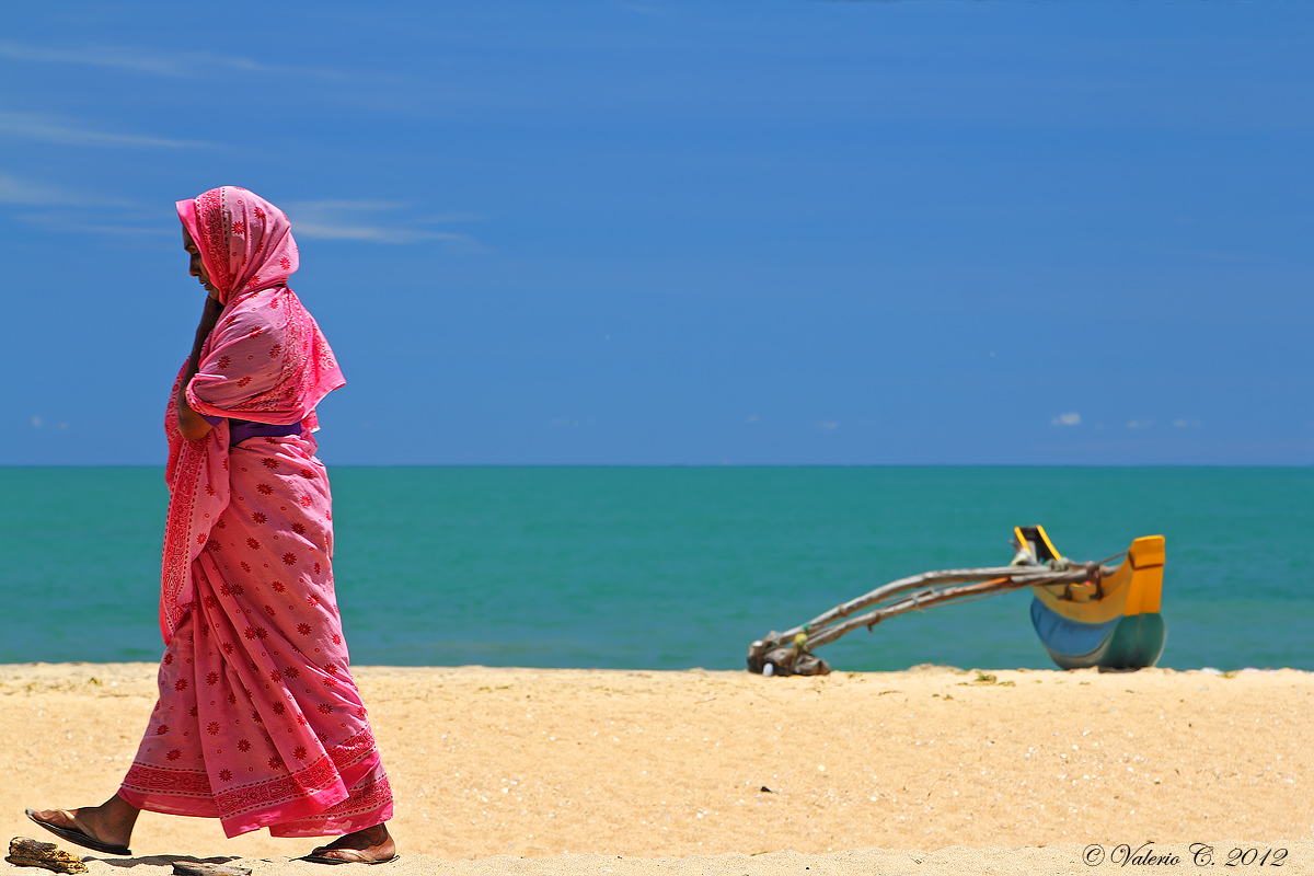 The woman with pink sari