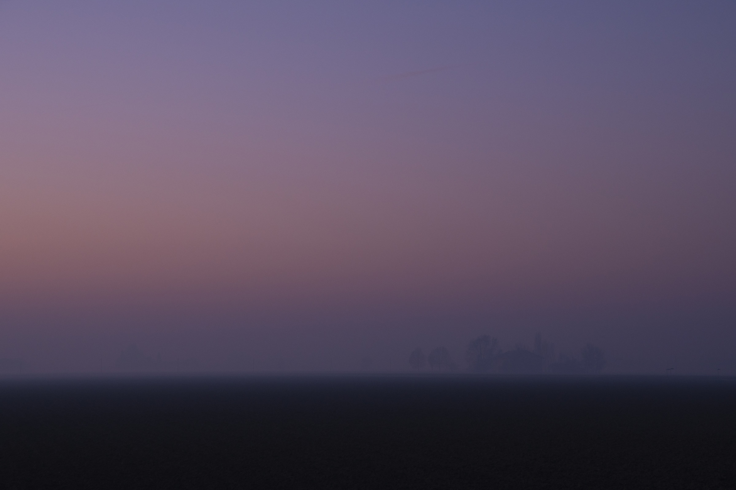 Sunset, fog and countryside