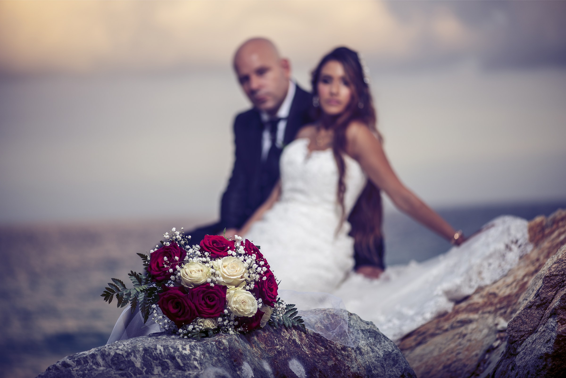 A portrait to the bride and groom