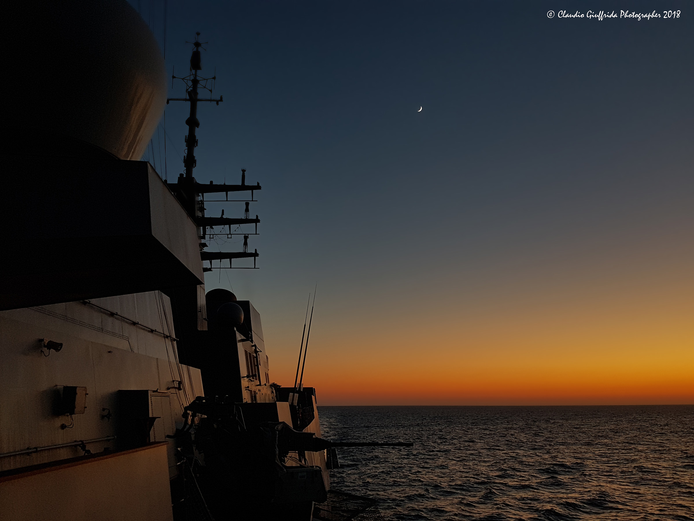 Dusk on the high seas