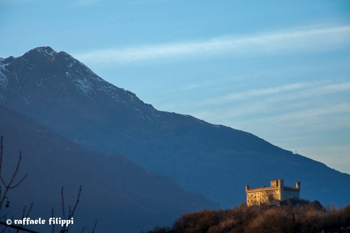 Sunset over the castle of Montalto Dora-Canavese