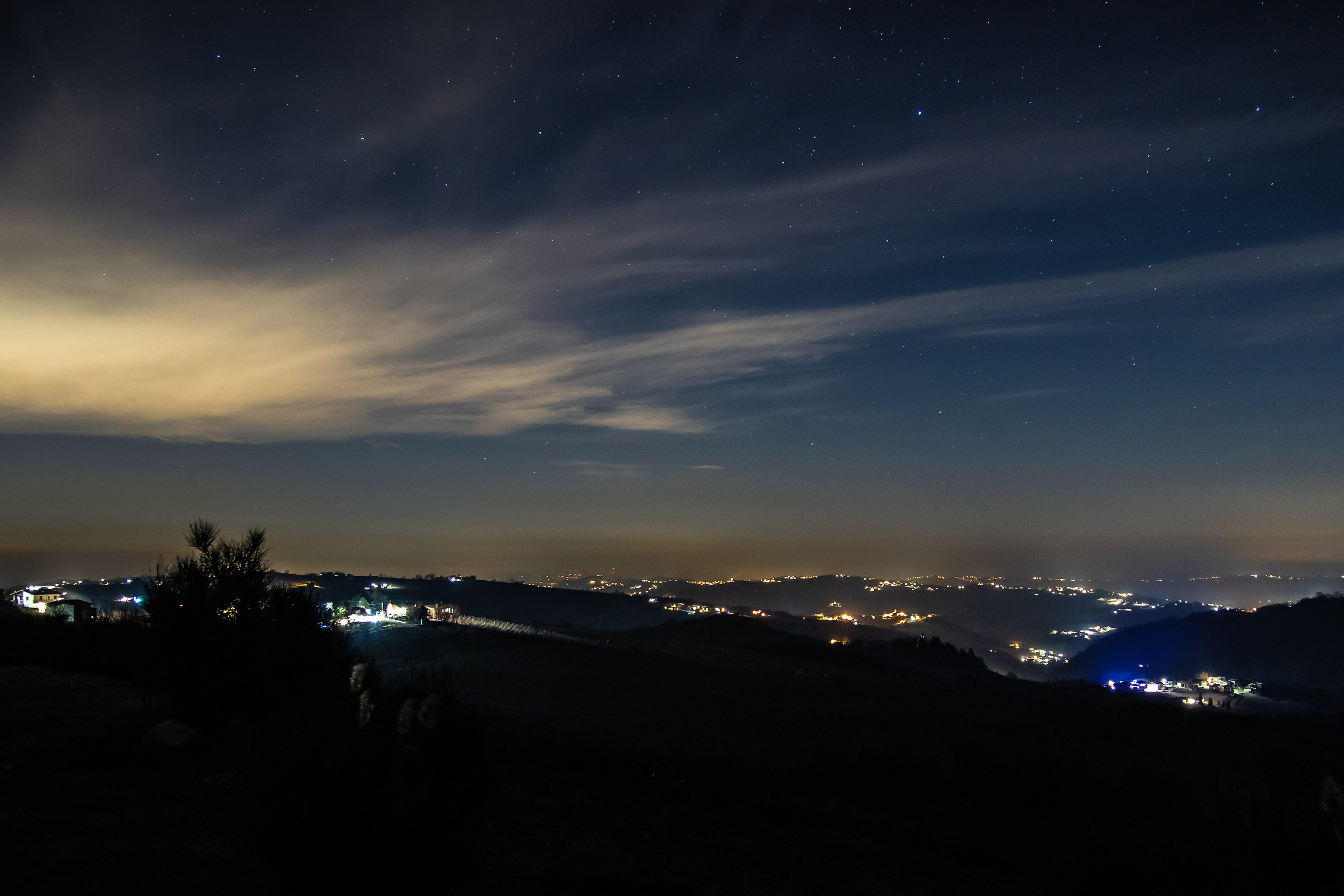 Night view on the Po Valley