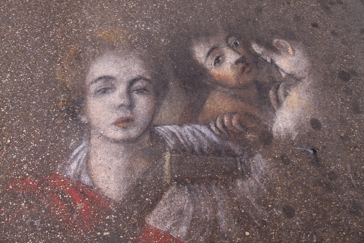 Un disegno sul marciapiede