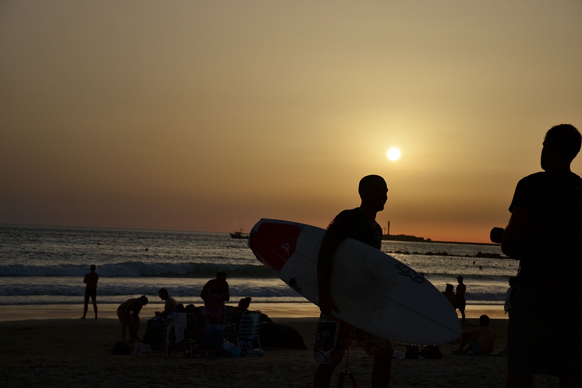 Surfer at sunset