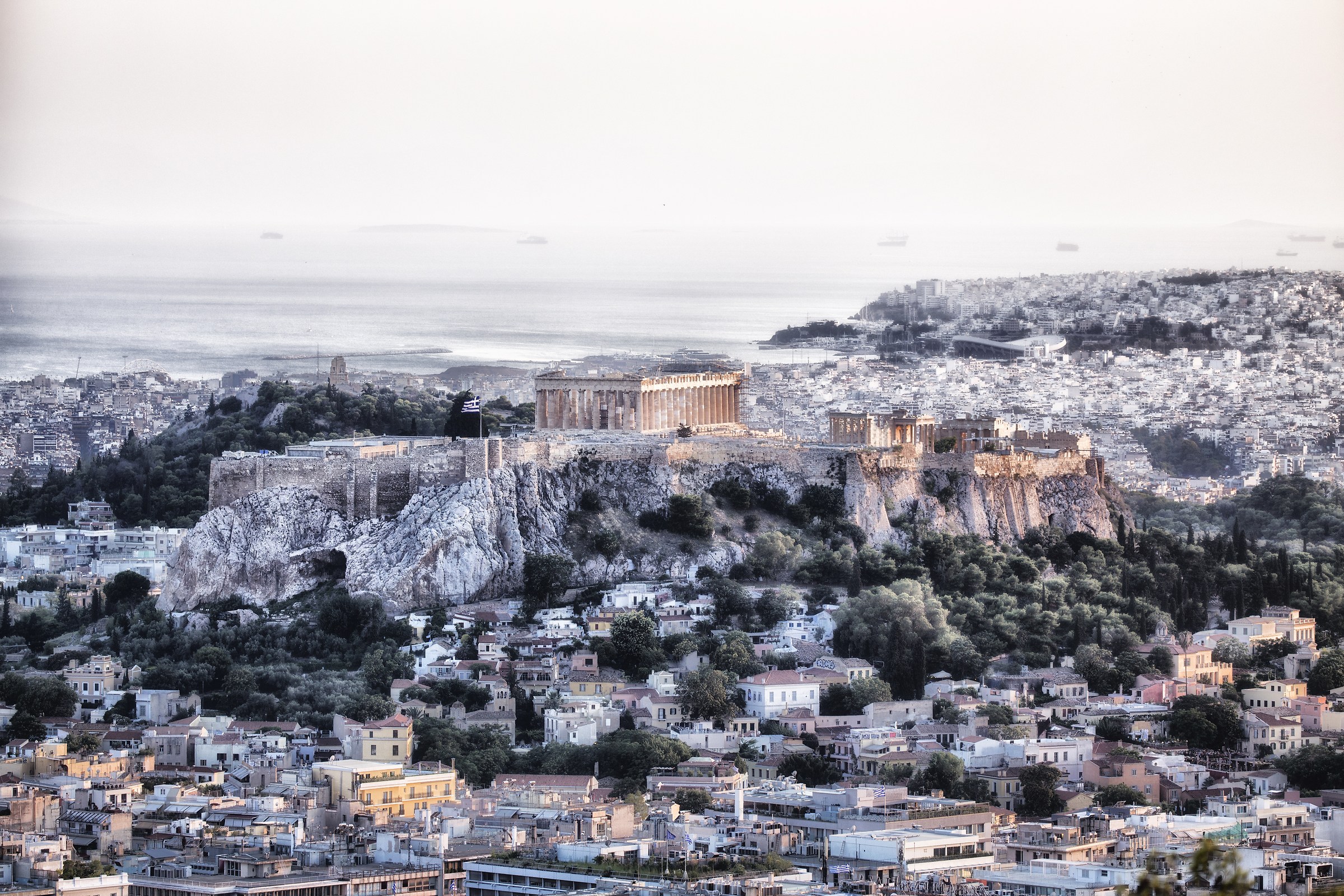 Sunset over the Parthenon. ATHENS, 13 July 2018