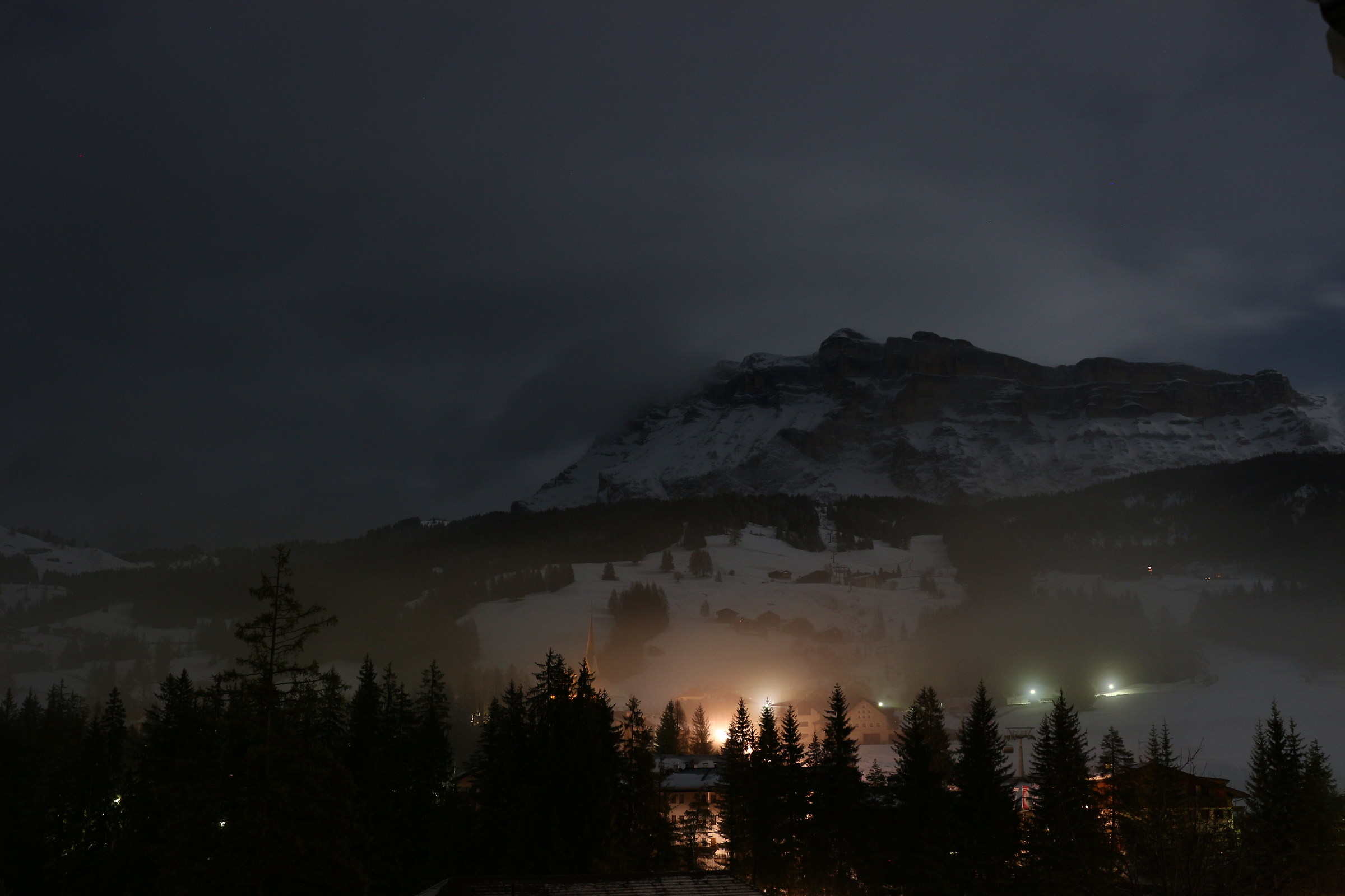 Moon behind the Rock of the cross, haze in the Valley