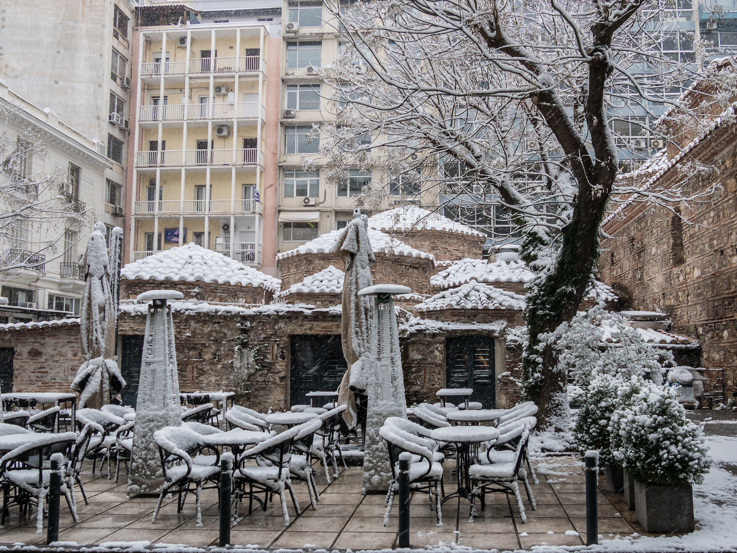 Snow-covered Thessaloniki-Greece