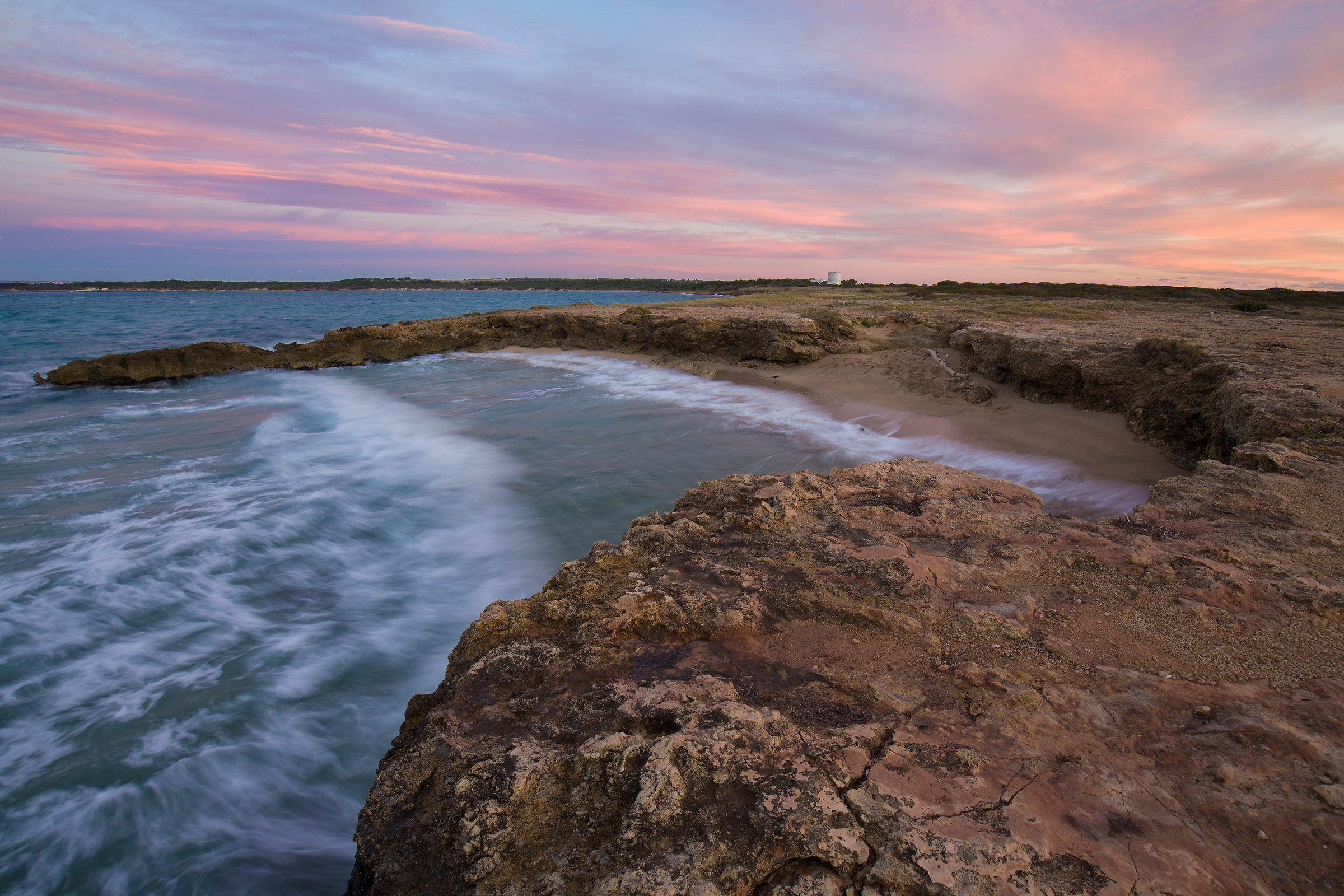 Sunset pointed lace with stormy sea