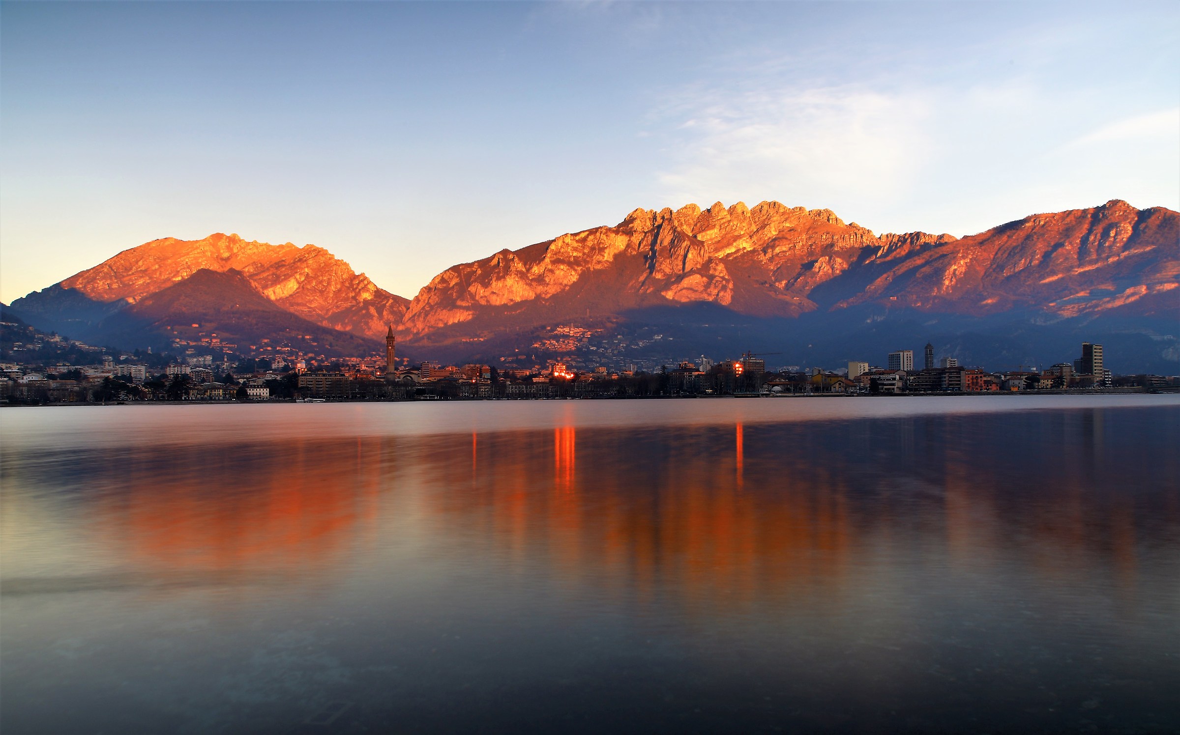 City of Lecco at sunset