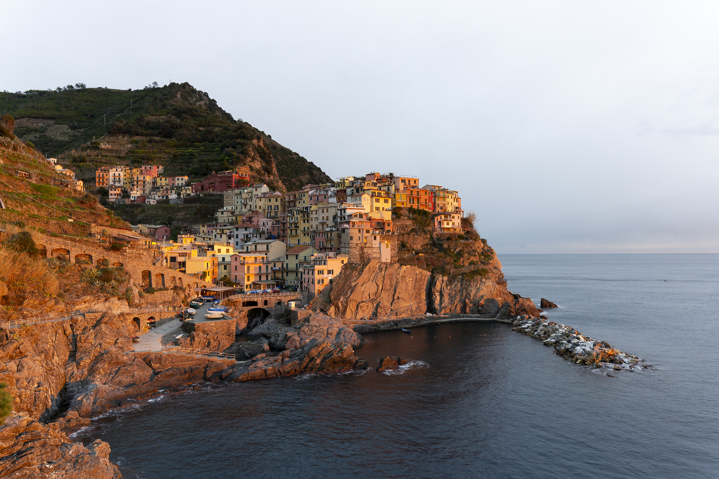 Manarola with the light of the sunset