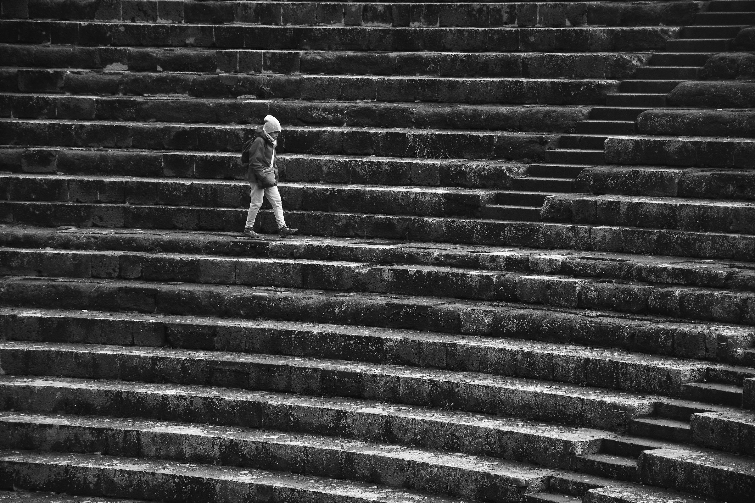 A visitor walking to Ostia Antica