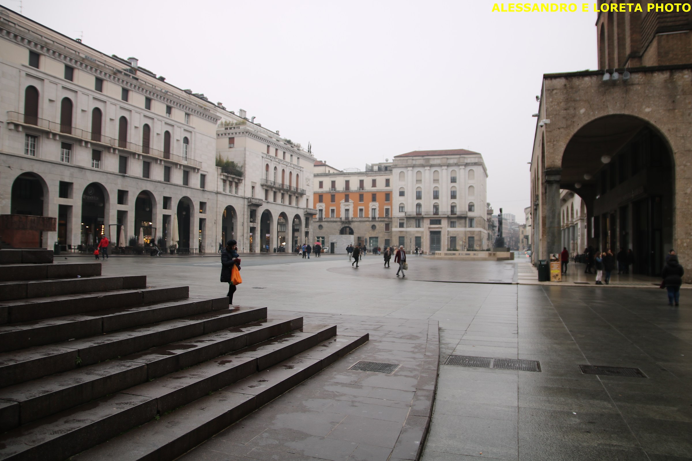 Piazza Vittoria in Brescia gloomy day