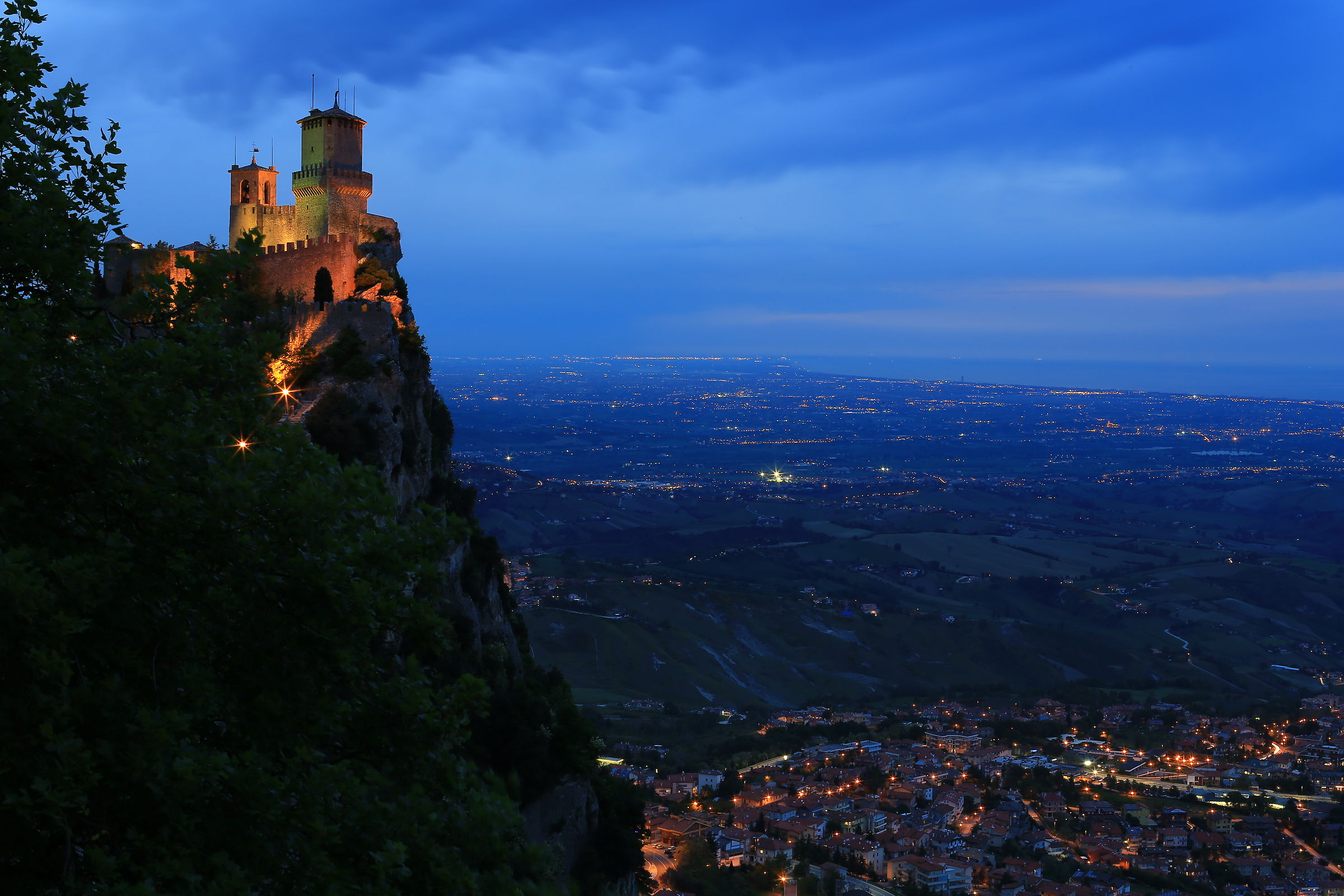 San Marino with the coast in the background