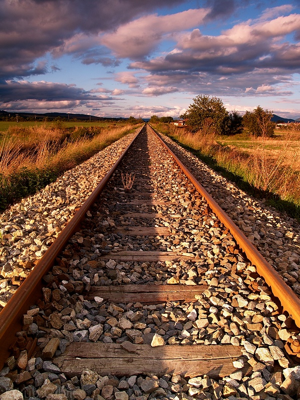 Railway before sunset