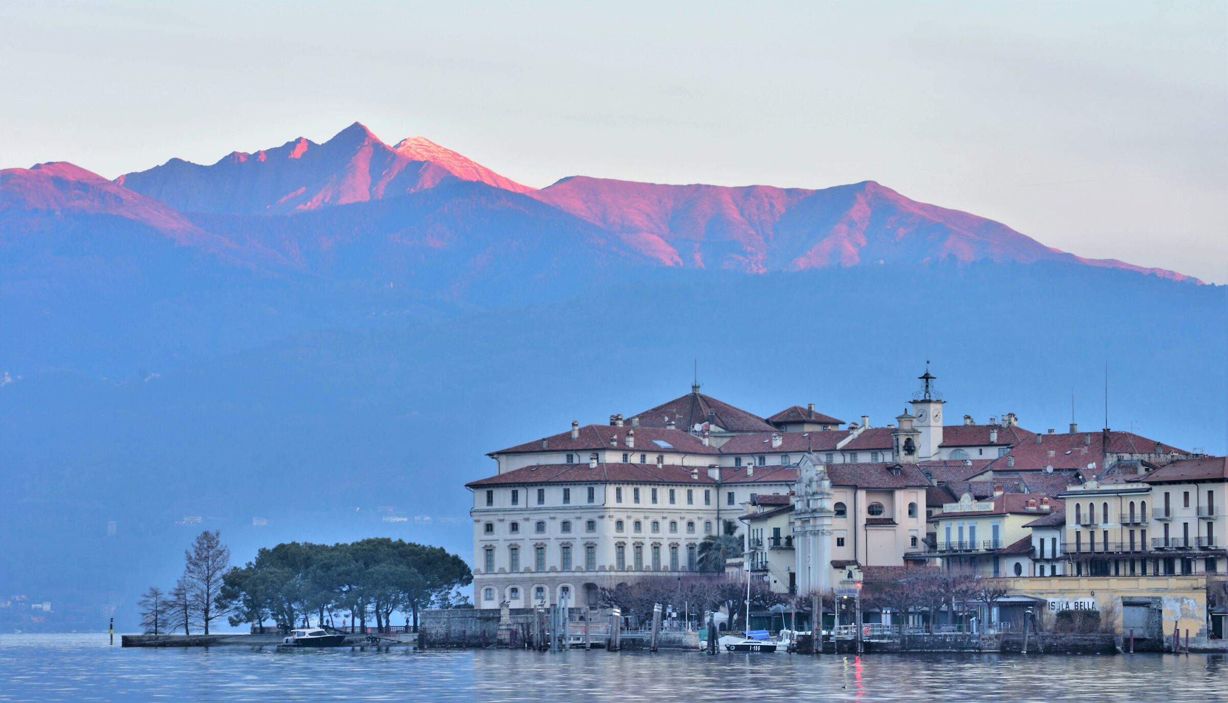 Beautiful island and behind the peaks above Verbania with th...
