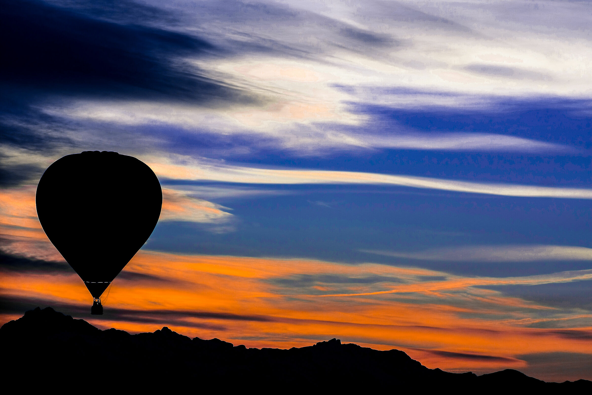 Hot air balloon at sunset