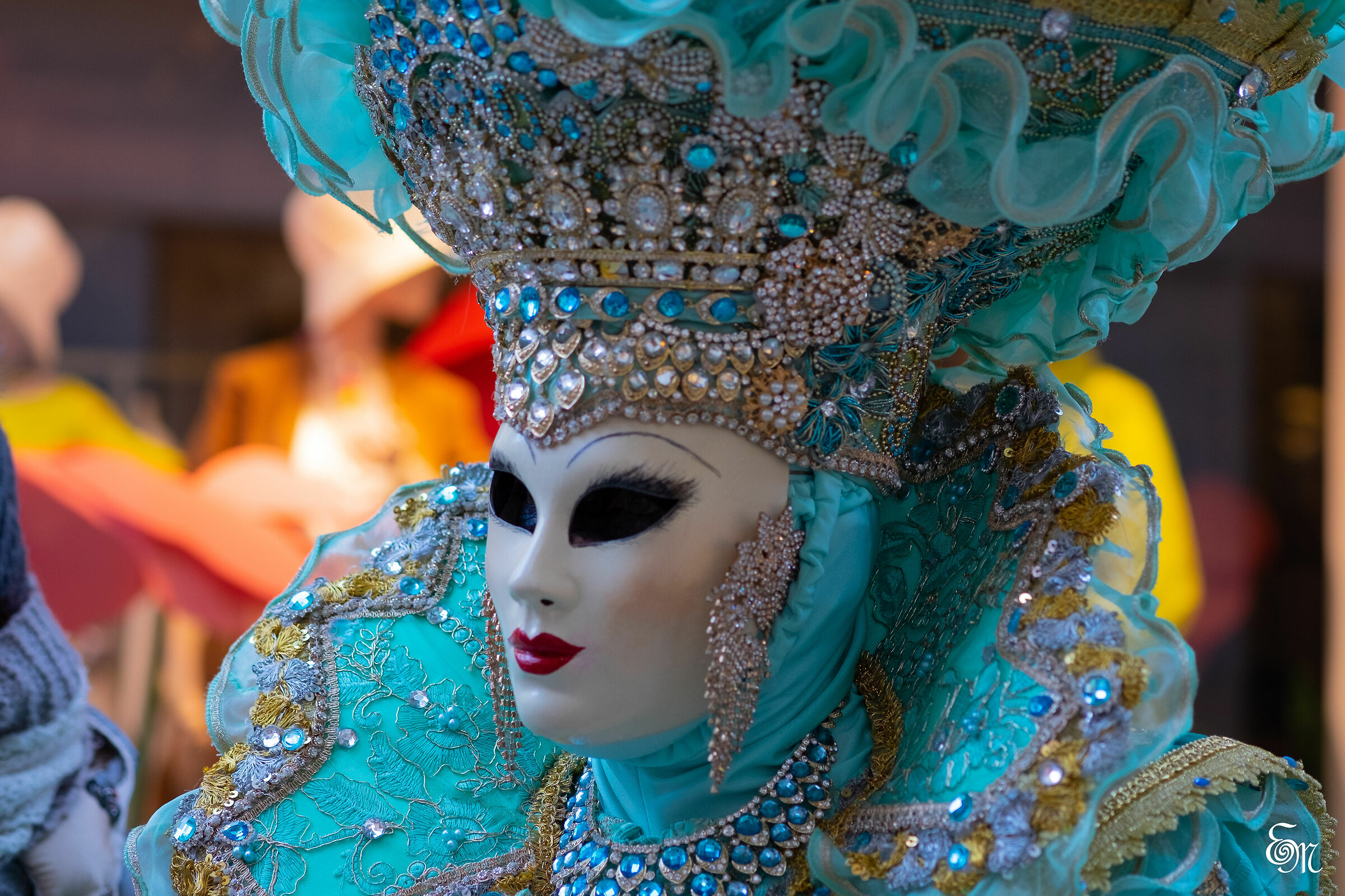 Maschera Veneziana turchese