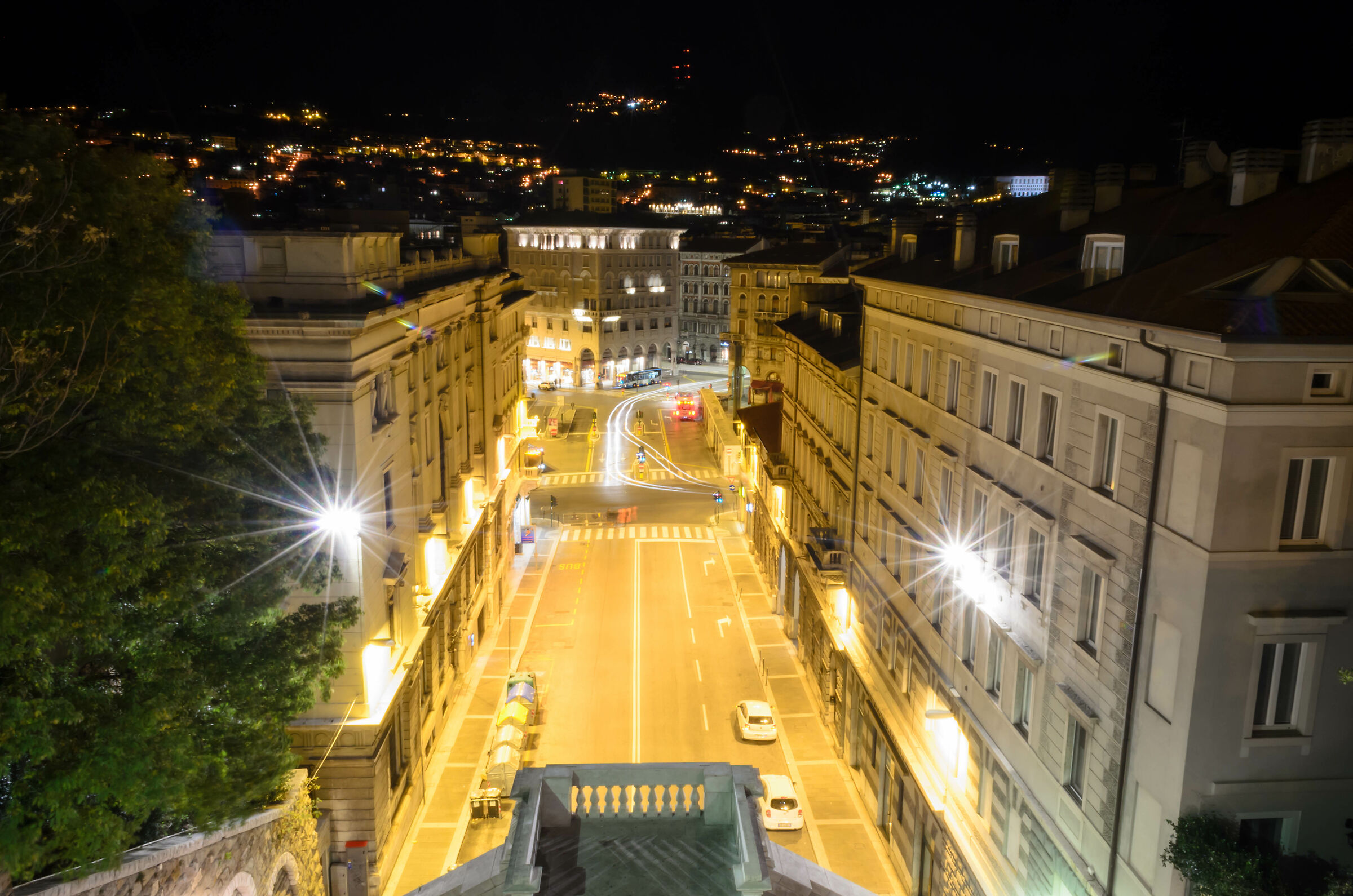 Light trail in piazza Goldoni