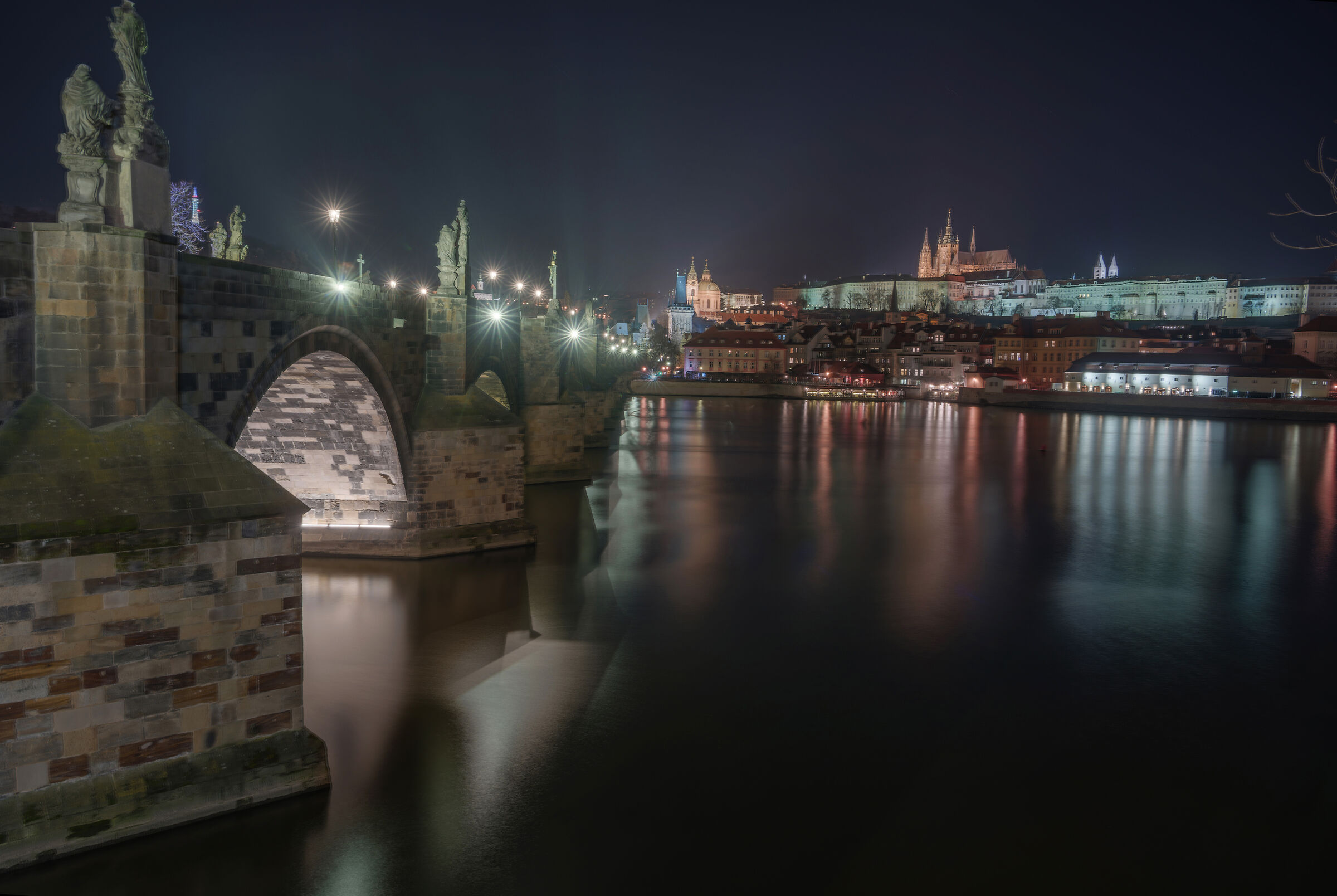 notturna di Praga da ponte Carlo