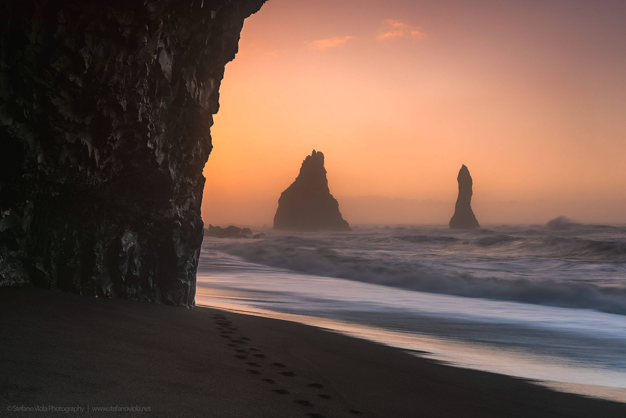 Sunrise on the beach of Reynisjara
