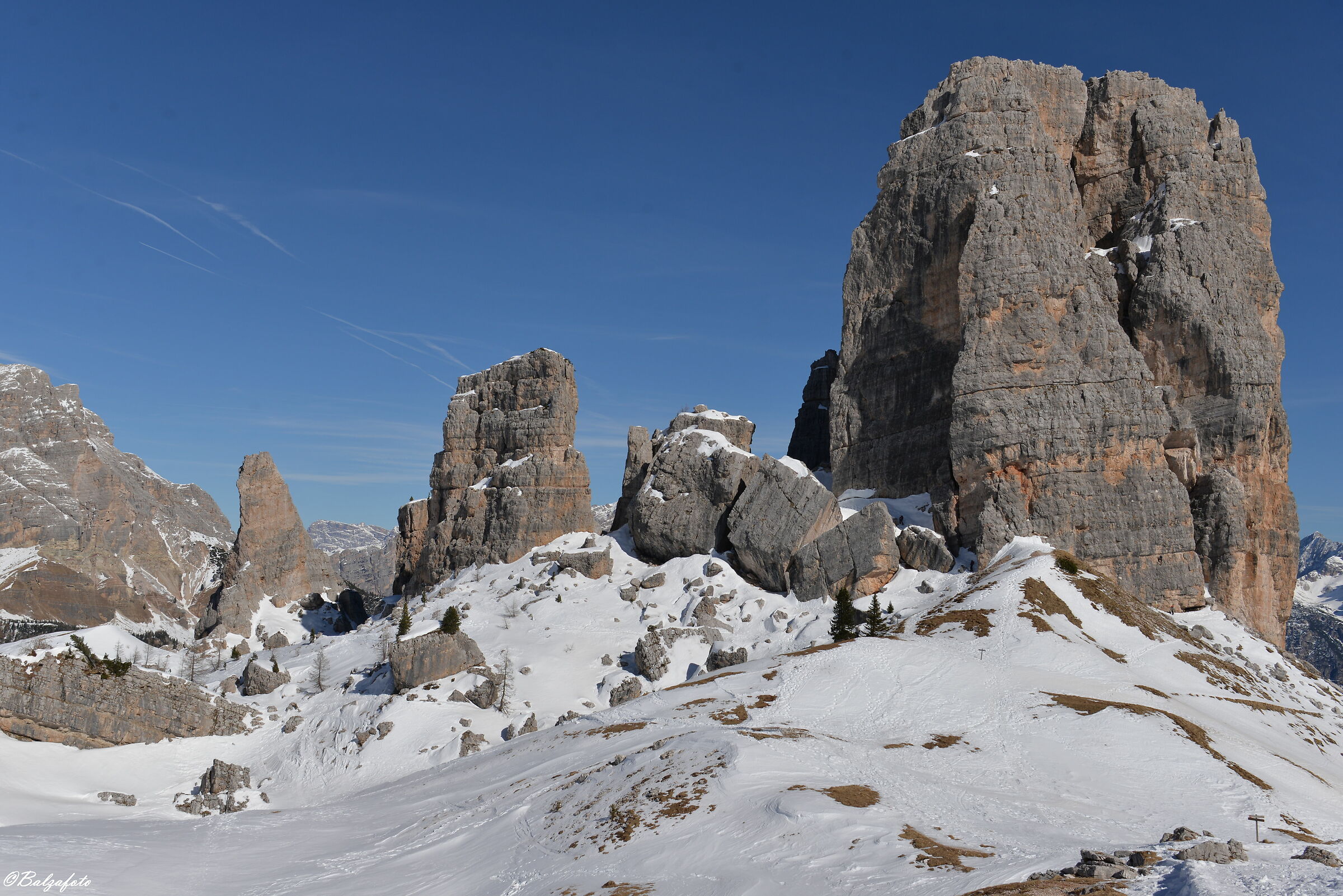 Five towers part of the group of Nuvolau