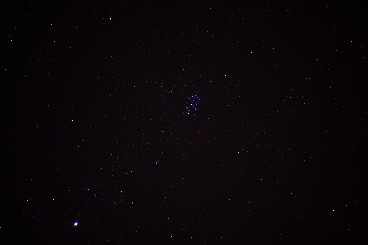 constellation of the Pleiades and Jupiter
