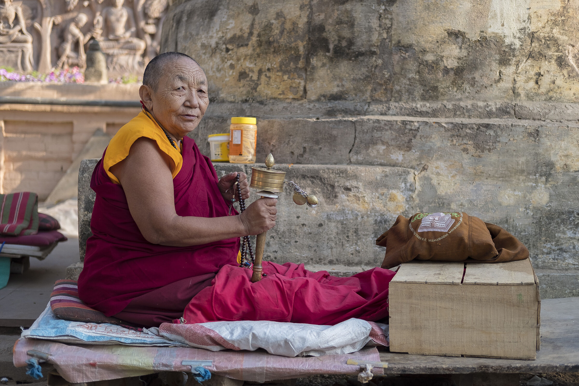 Recitation of mantras in Bodh Gaya, India