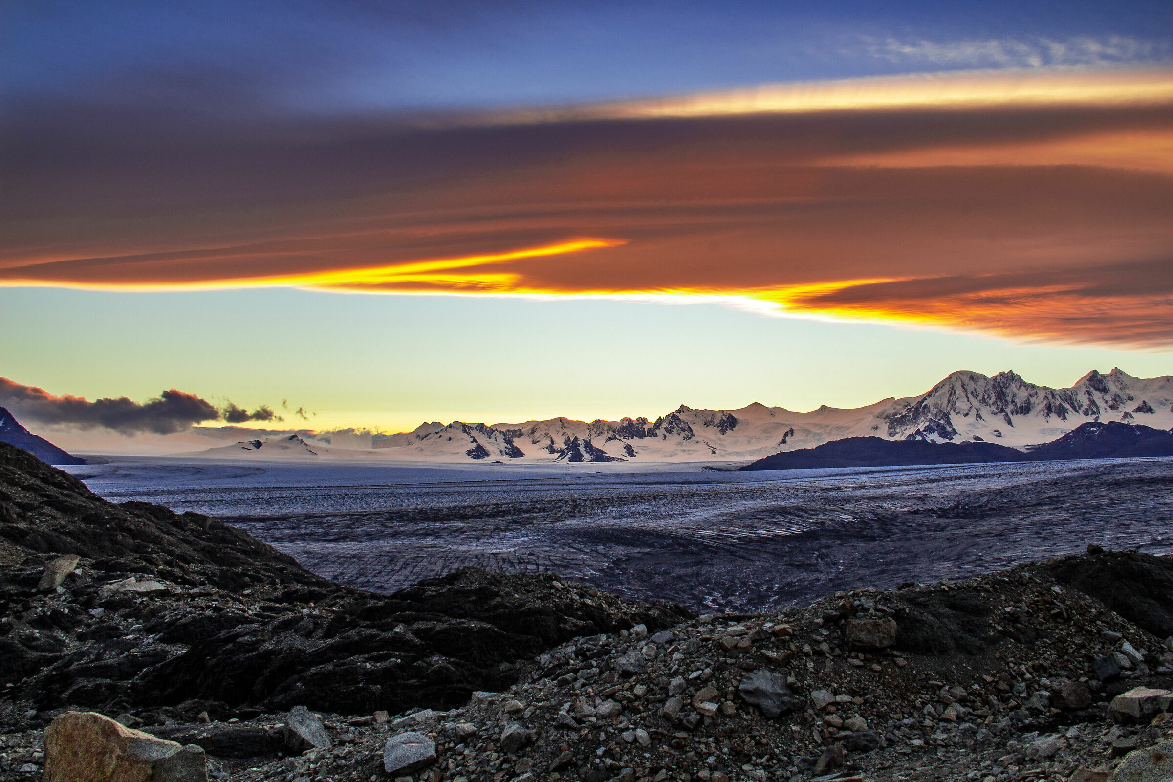 Sunset on ice fields