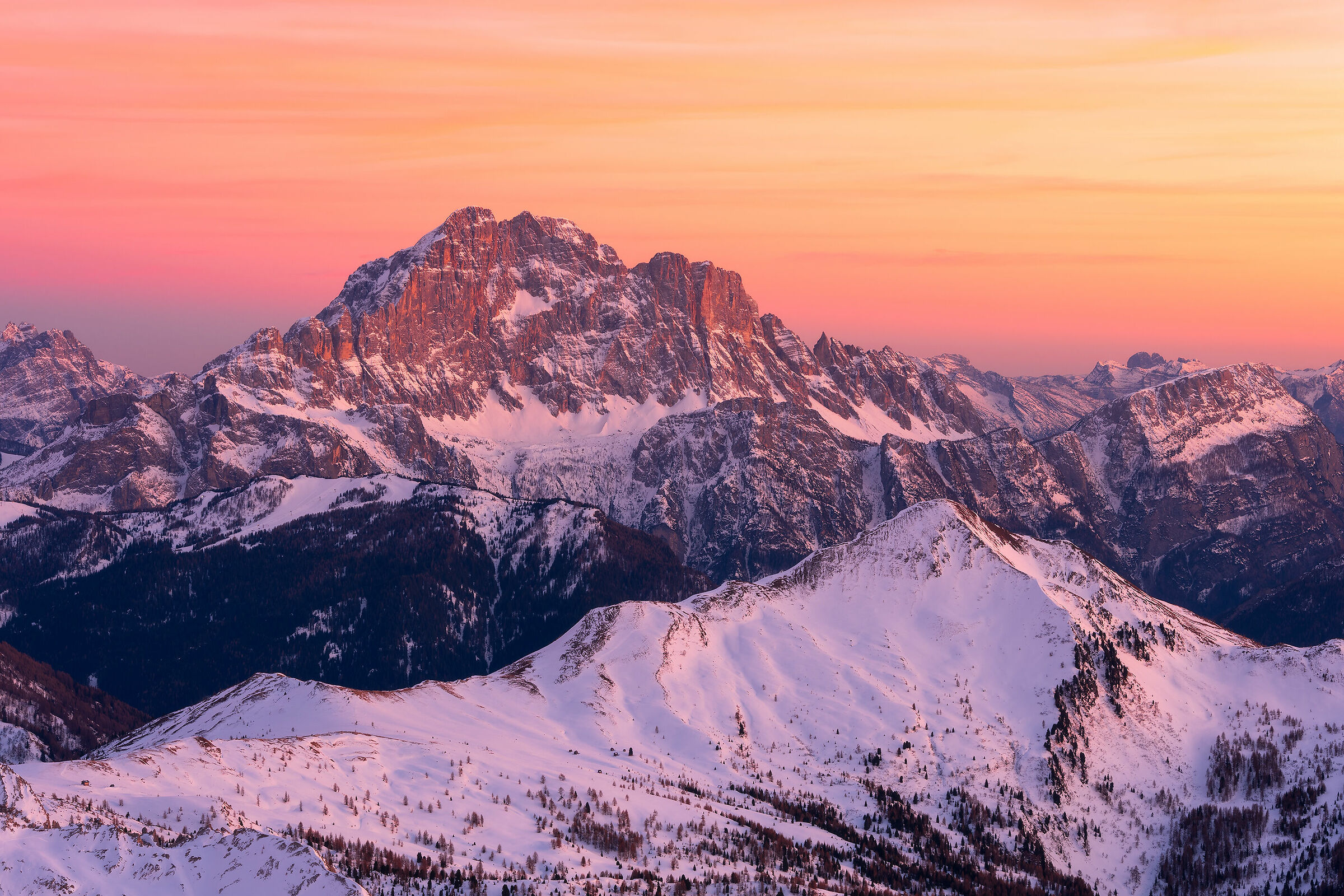 Mount Civetta in the light of the sunset