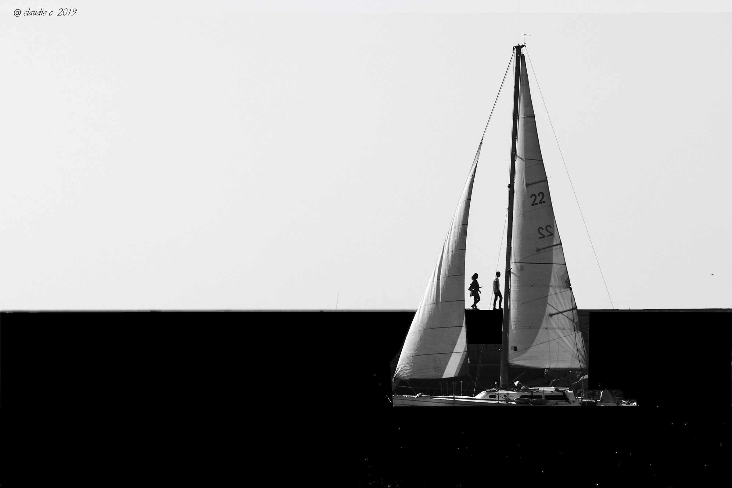 Between the sails
