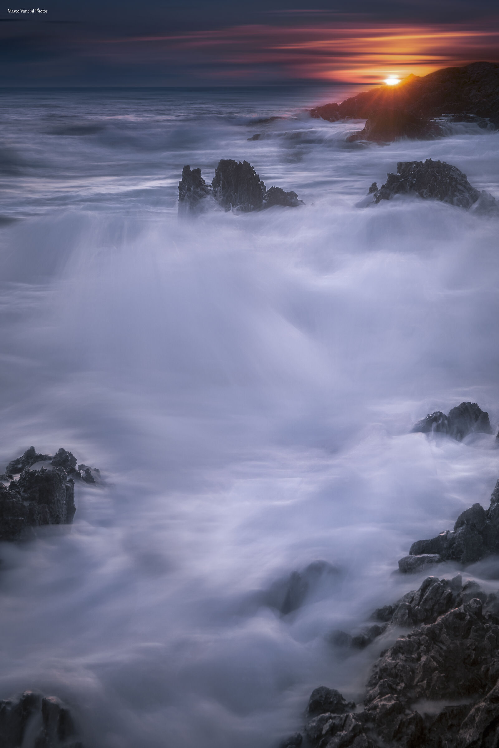 A sunset in the waves