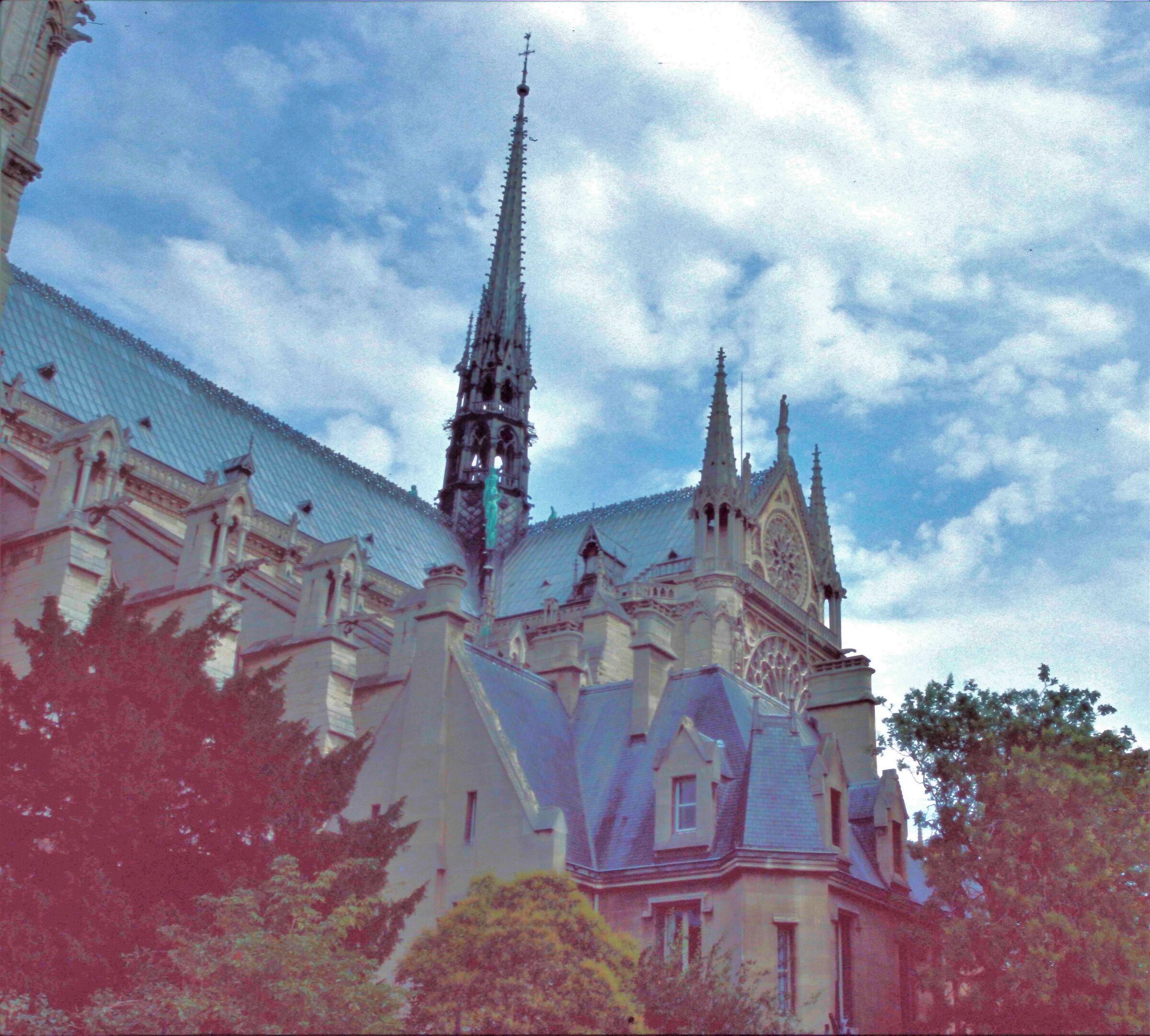 The spire and the roof collapsed