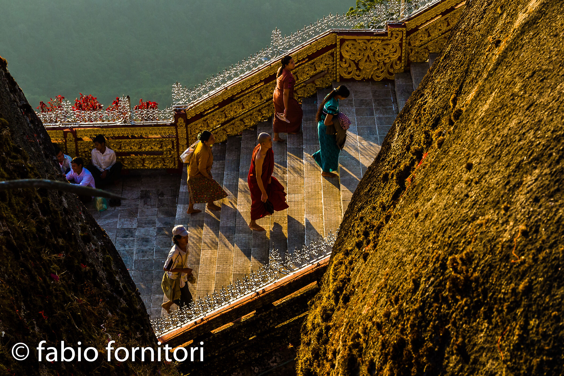 Going up to Golden Rock Temple , Myanmar, 2009