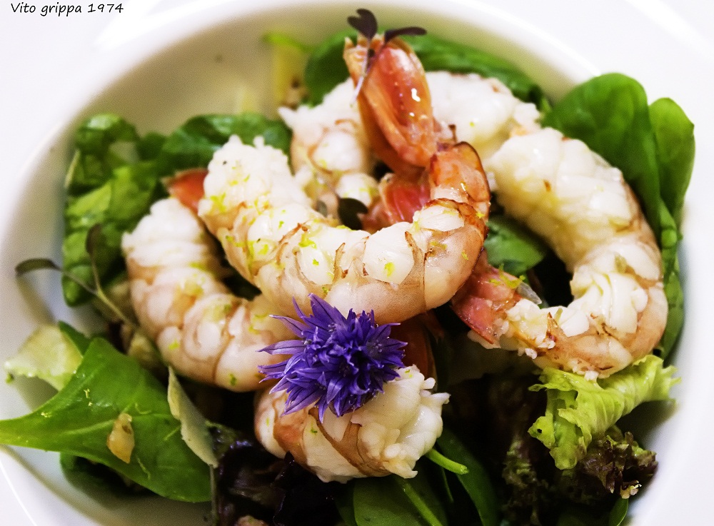 Insalata di spinaci e gamberi