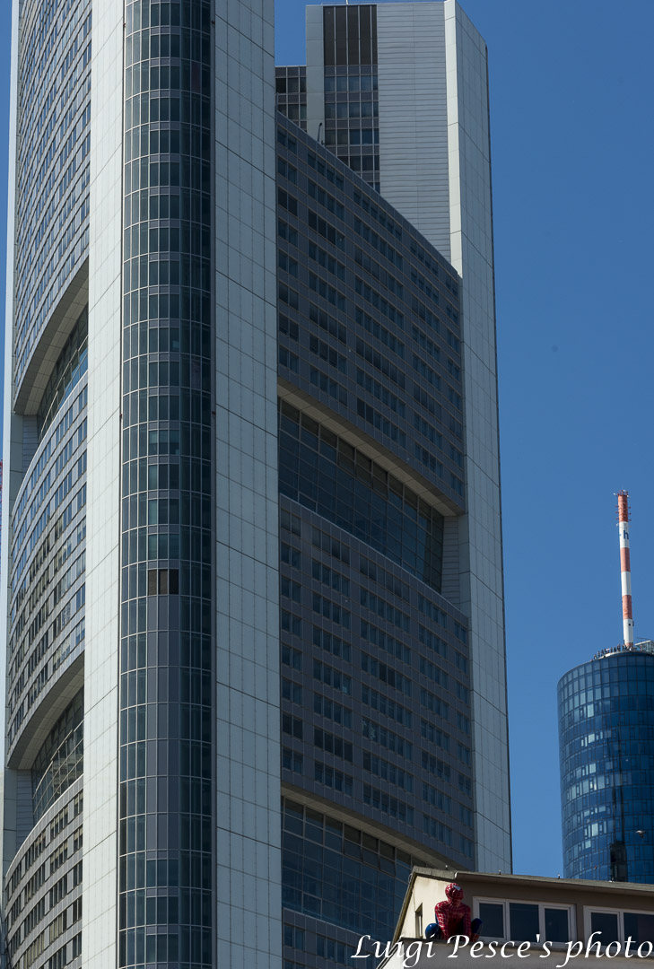 The Spider man on the rooftops of Frankfurt