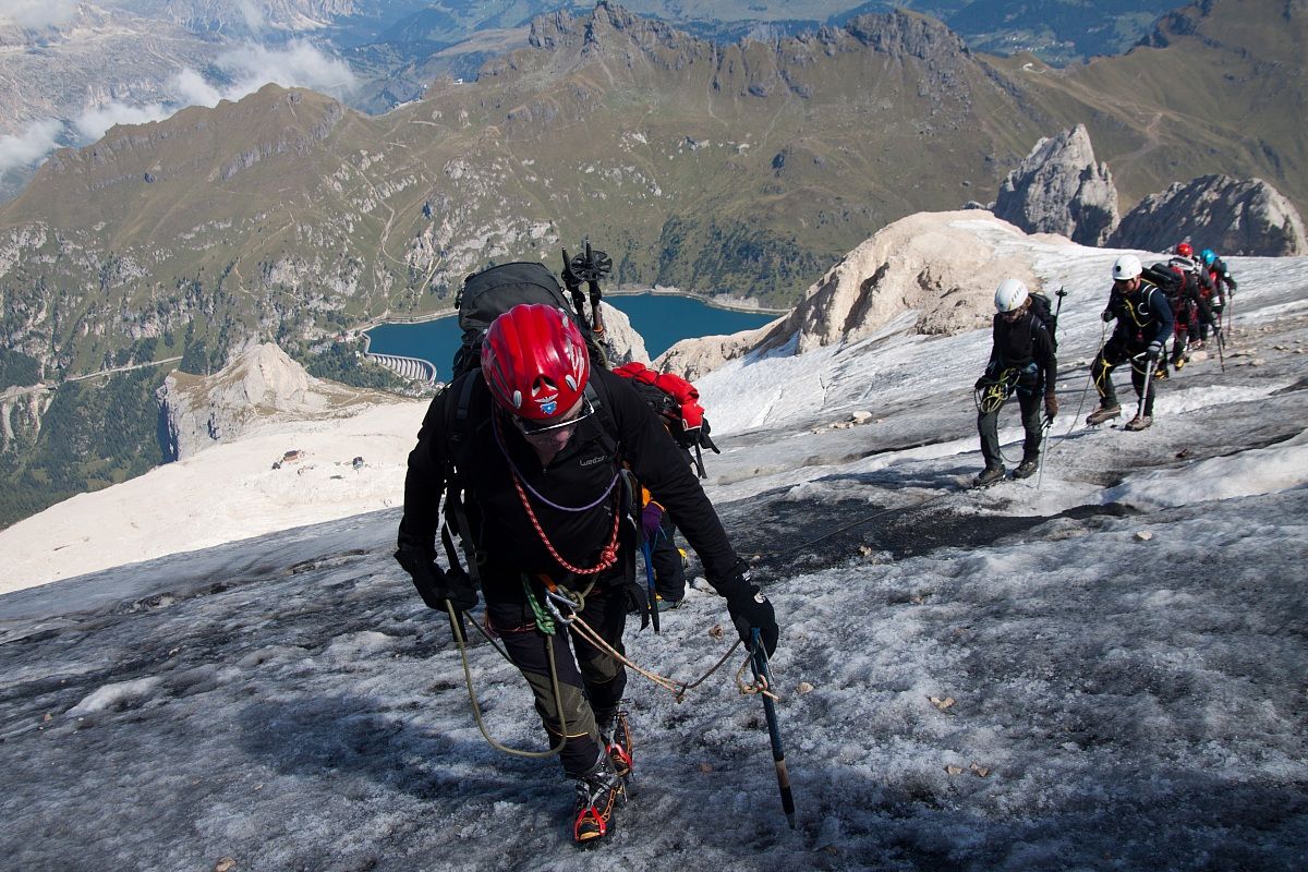 Ascent to marmolada