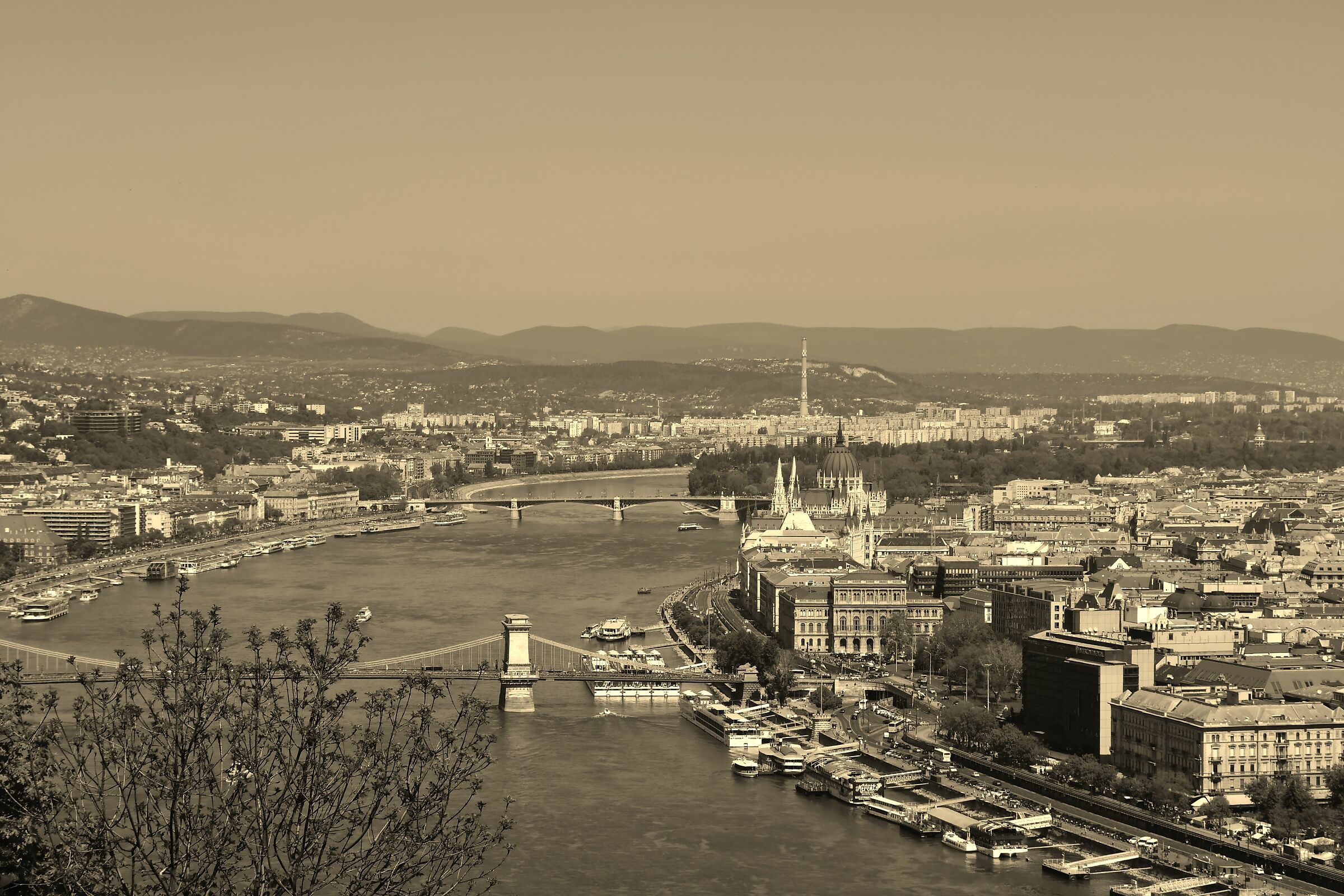 Budapest-Overview with sepia filter