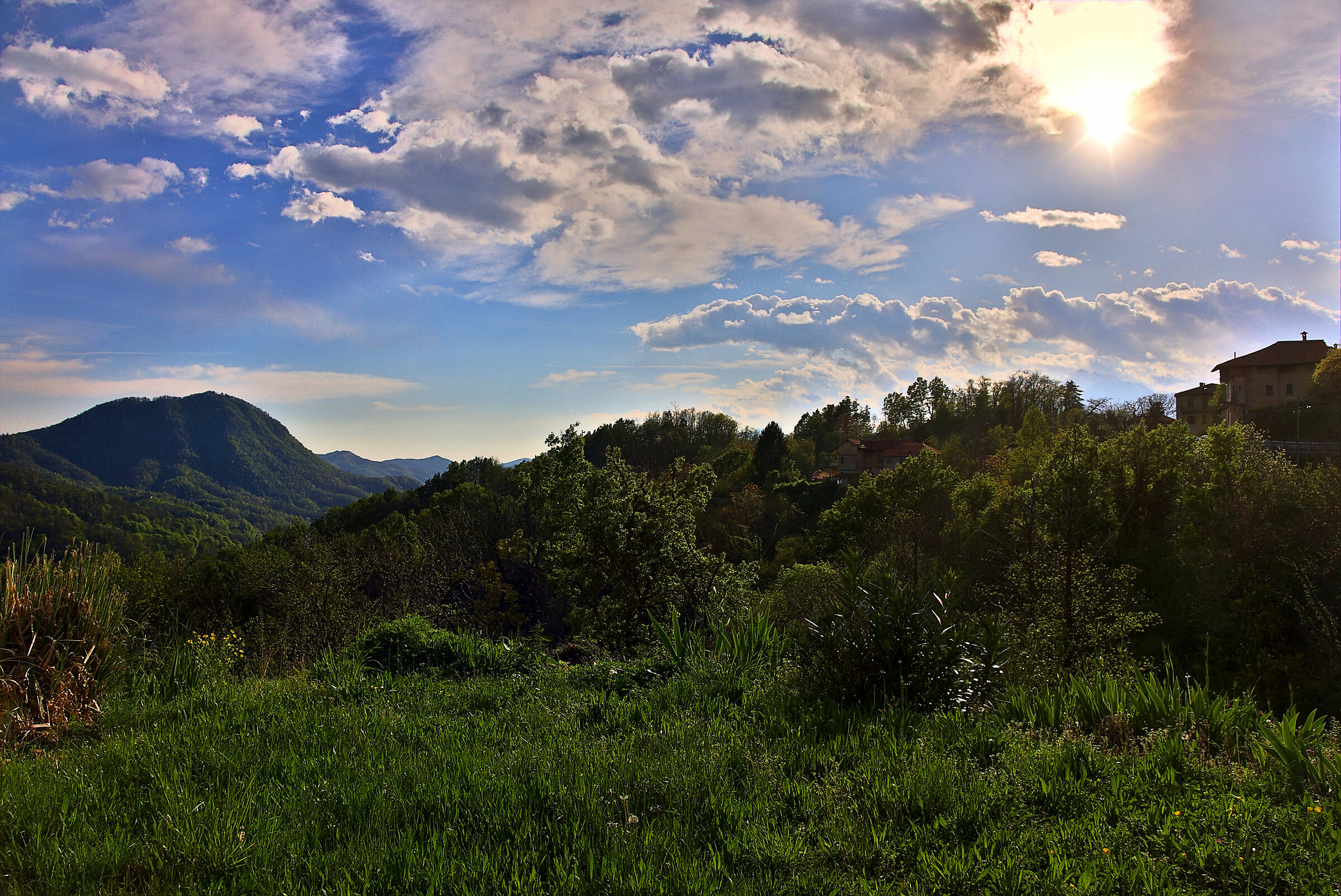 The sun comes out of the clouds