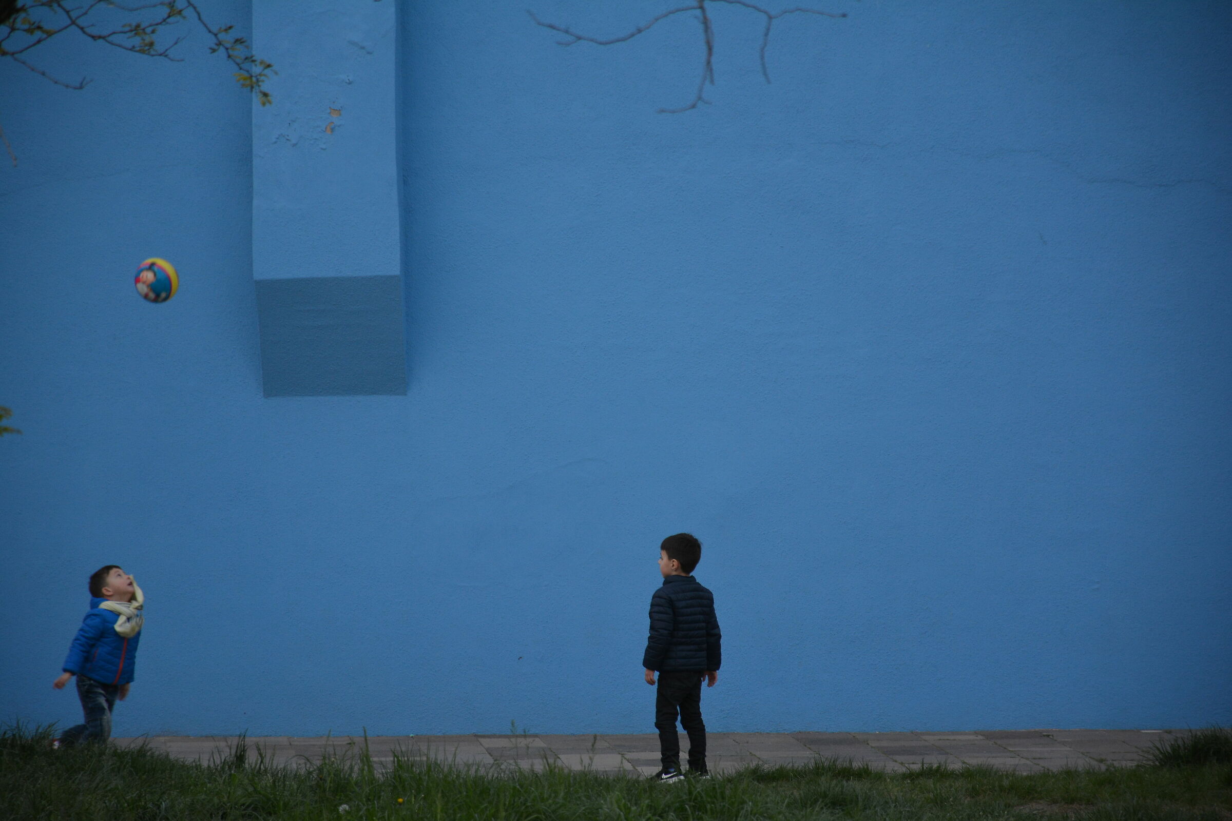 Play in blue painted blue