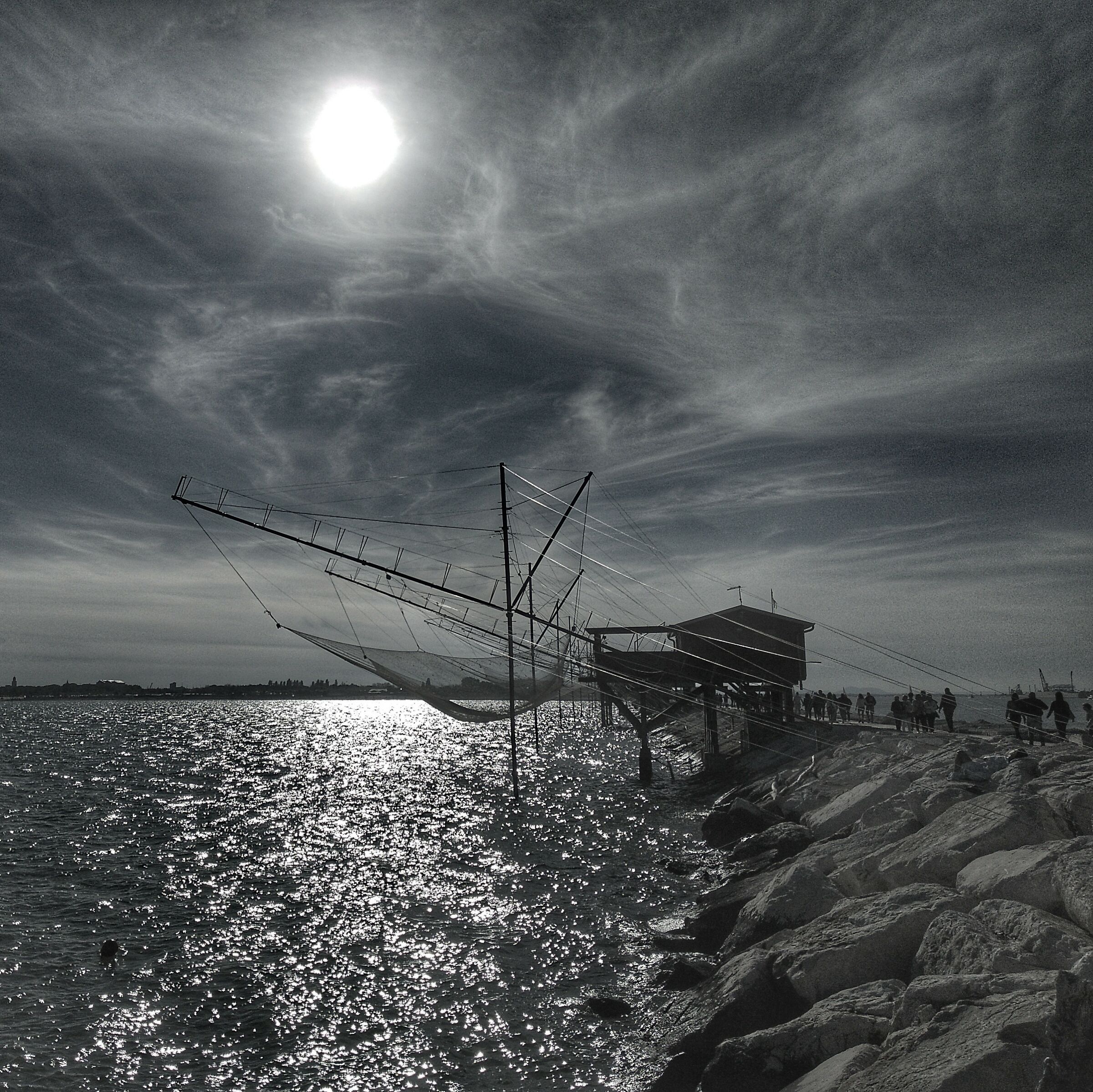 The submarine dam against the light