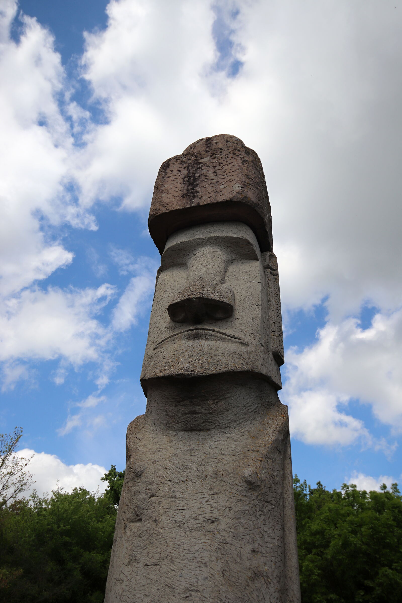 Moai in Vitorchiano. Monilite in carved peperino.