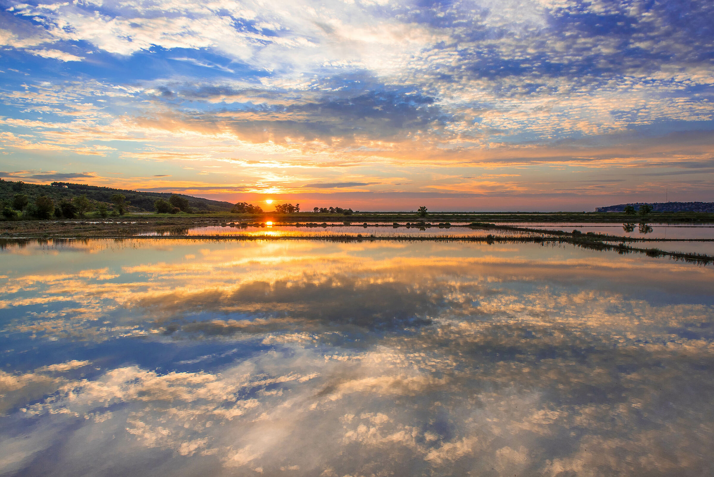 Sunset at the salt pans