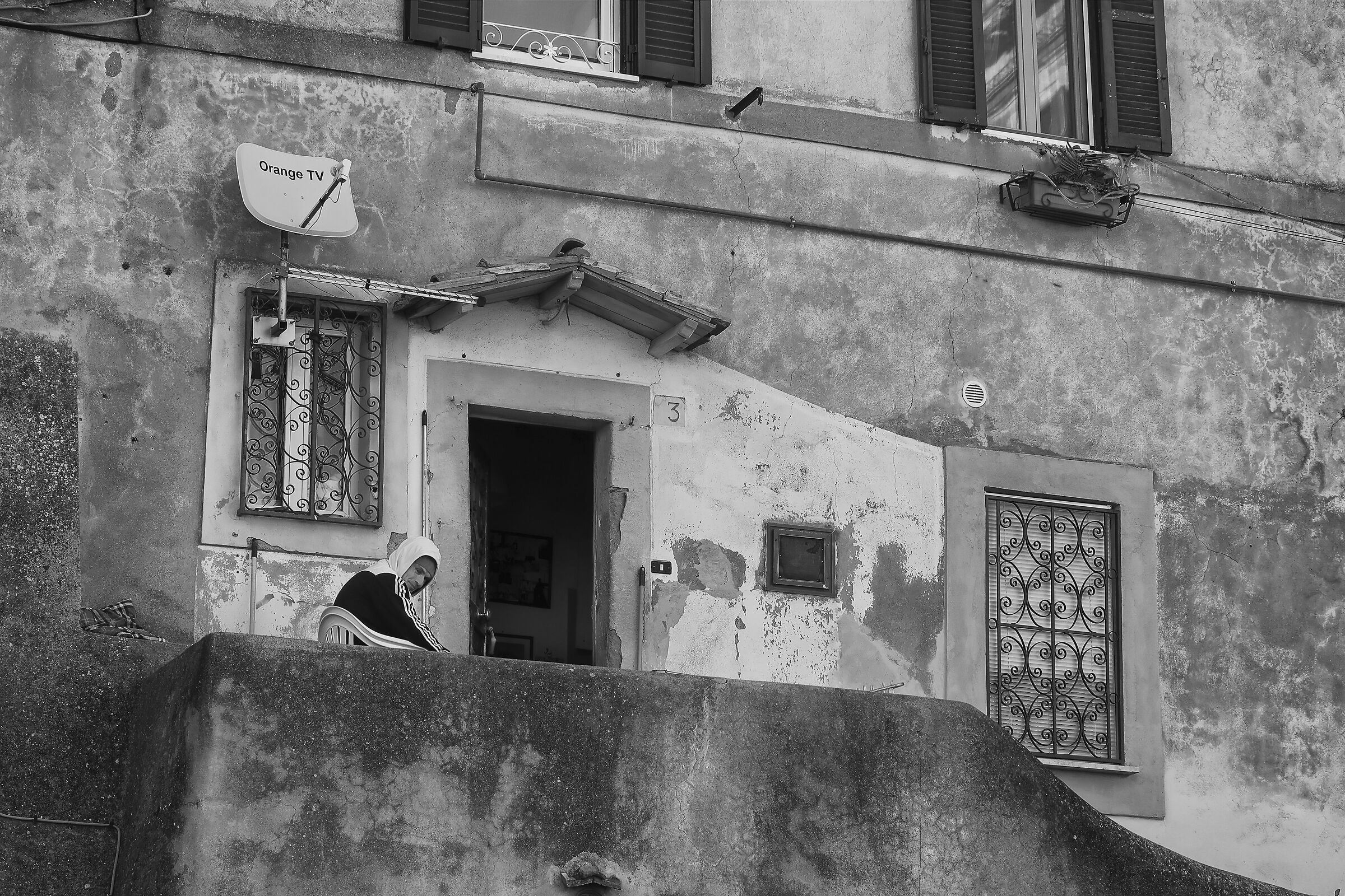 In front of the door