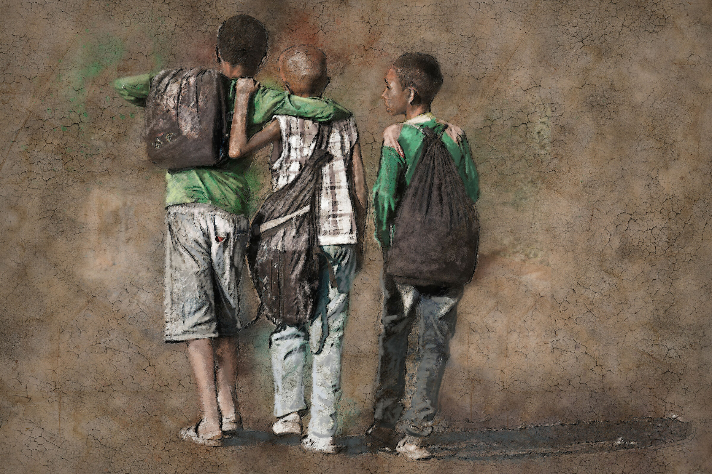 ETHIOPIA Go to school Photopittura