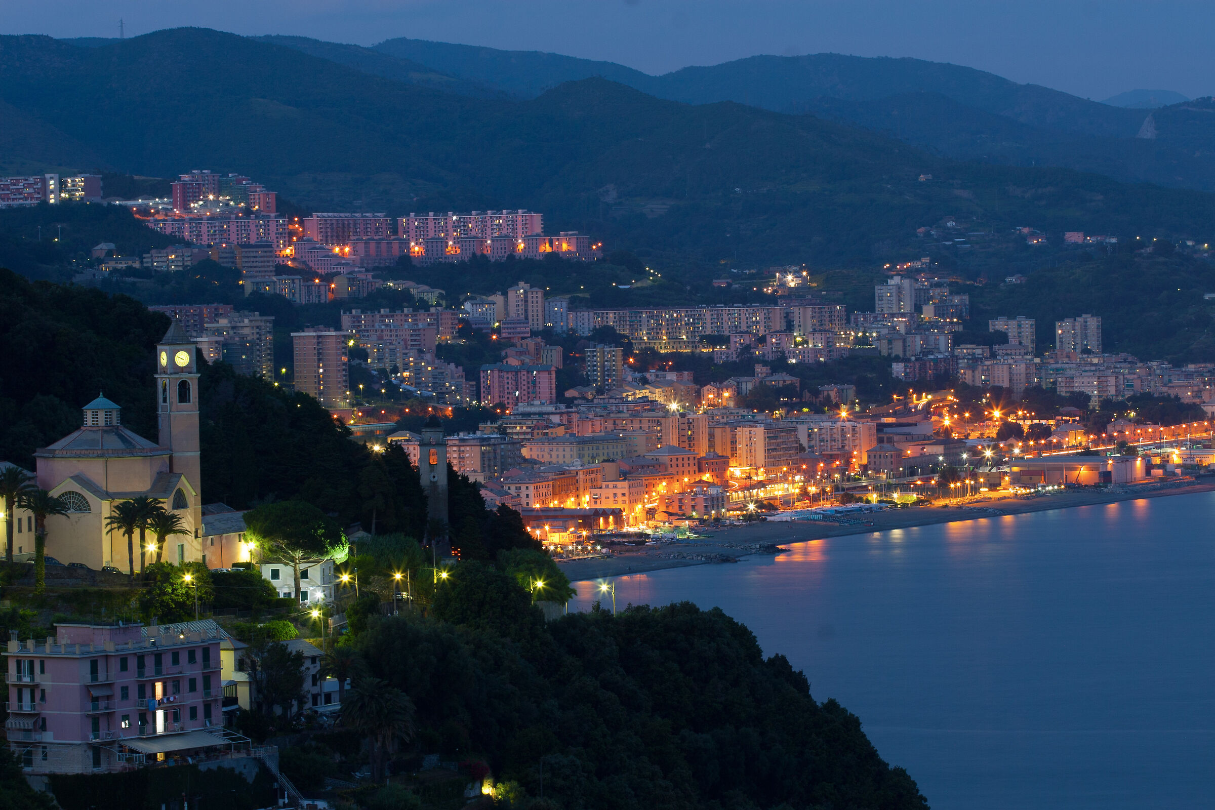 From Crevari, the Blue Hour. Voltri, Genoa.